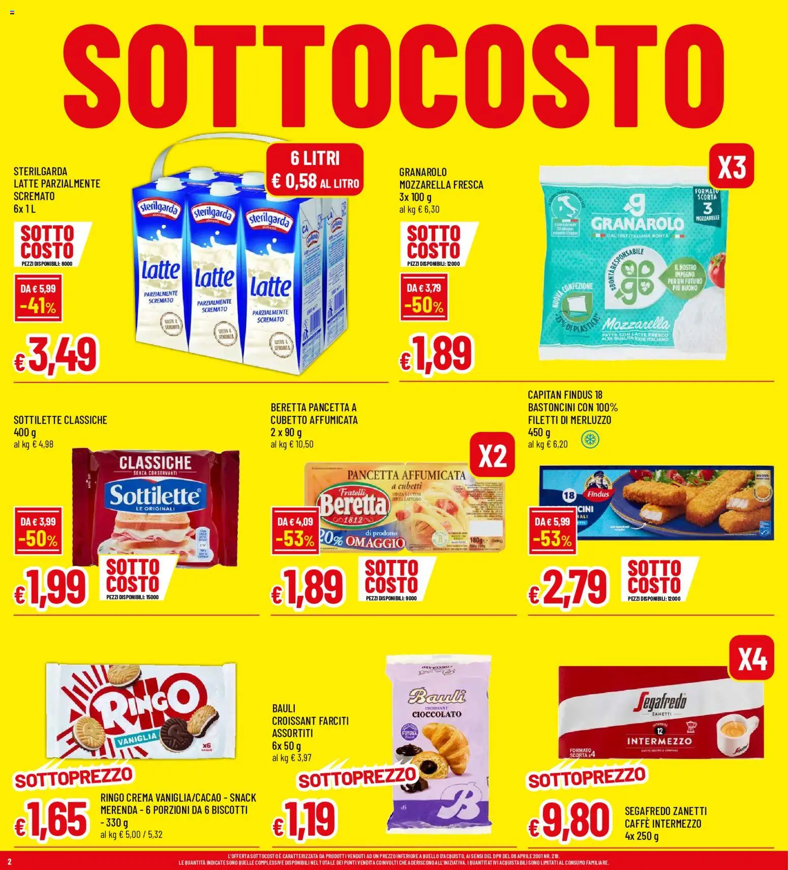 Volantino Famila del 29/10/2026 | Pagina: 2 | Prodotti: Pancetta, Biscotti, Latte, Croissant