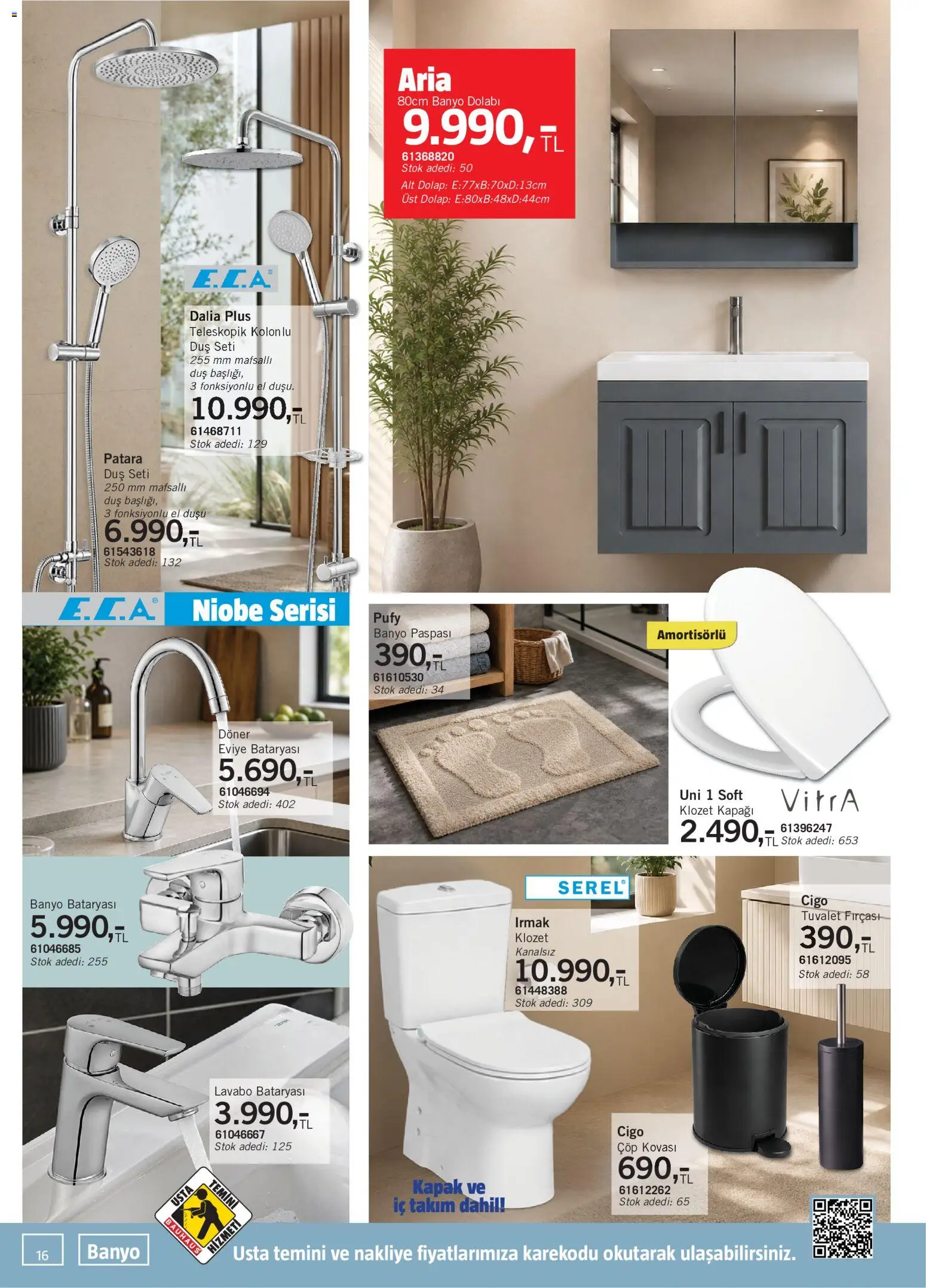 Bauhaus Katalog - 29 Ağustos 2026 tarihinden itibaren geçerlidir | Sayfa: 16 | Ürünler: Tuvalet, Banyo, Duş, Banyo paspası