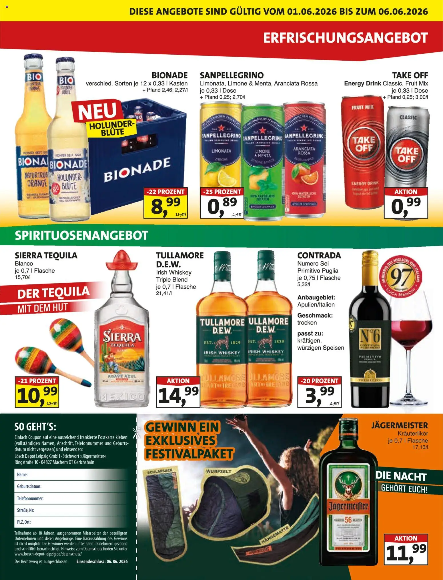 Lösch Depot Prospekt – gültig ab 01.06.2026 | Seite: 3 | Produkte: Schlafsack, Tequila, Jägermeister, Whiskey