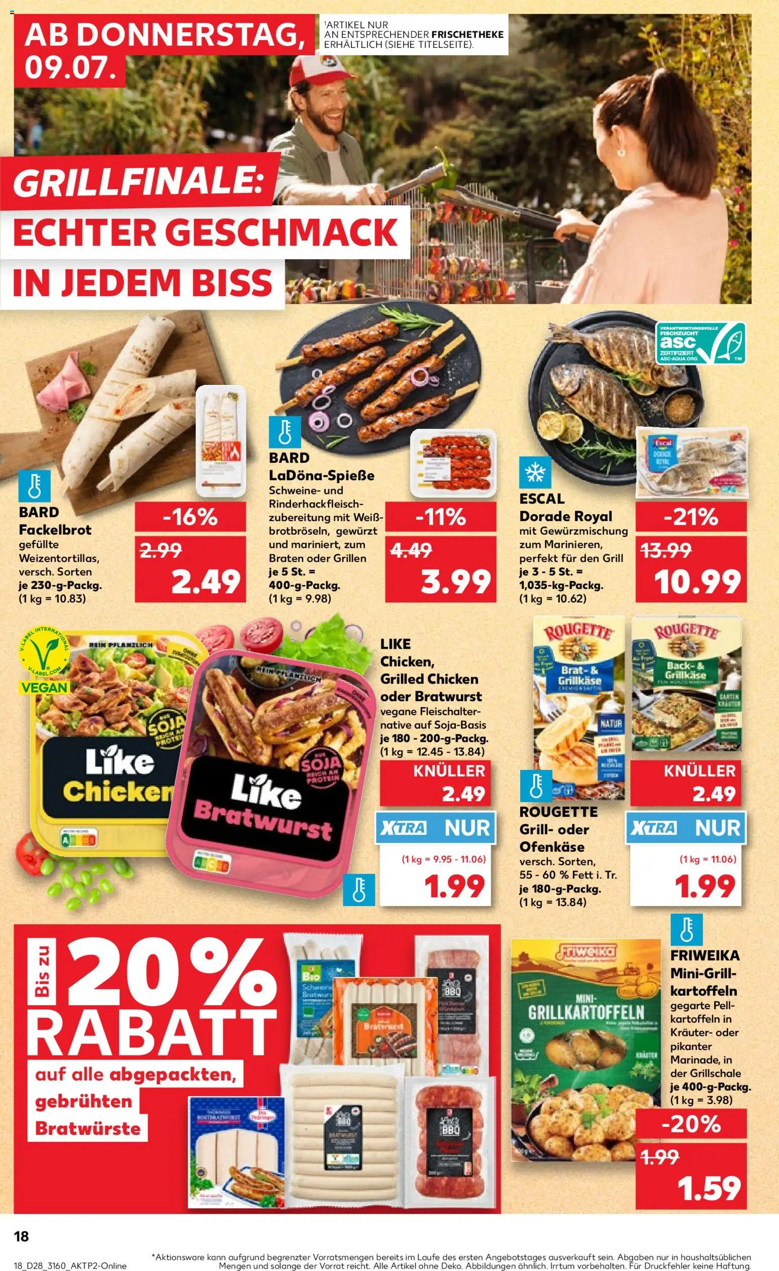 Kaufland Prospekt Potsdam – gültig ab 09.07.2026 | Seite: 18 | Produkte: Dorade, Grill, Bratwurst, Kartoffeln