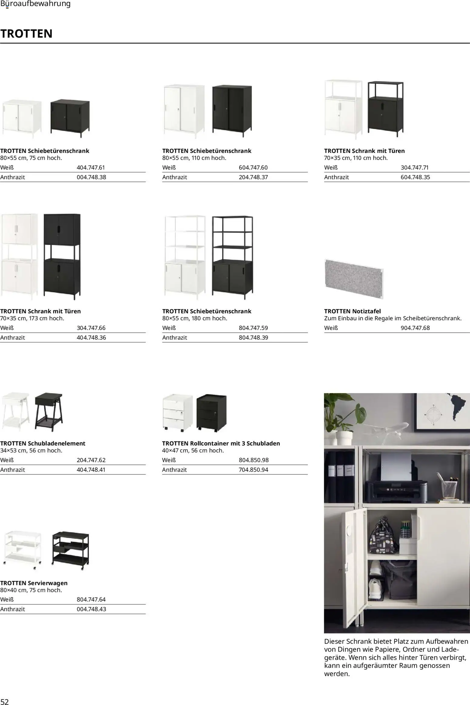 Ikea Büroeinrichtung – gültig ab 01.04.2026 | Seite: 52 | Produkte: Servierwagen, Schrank, Rollcontainer