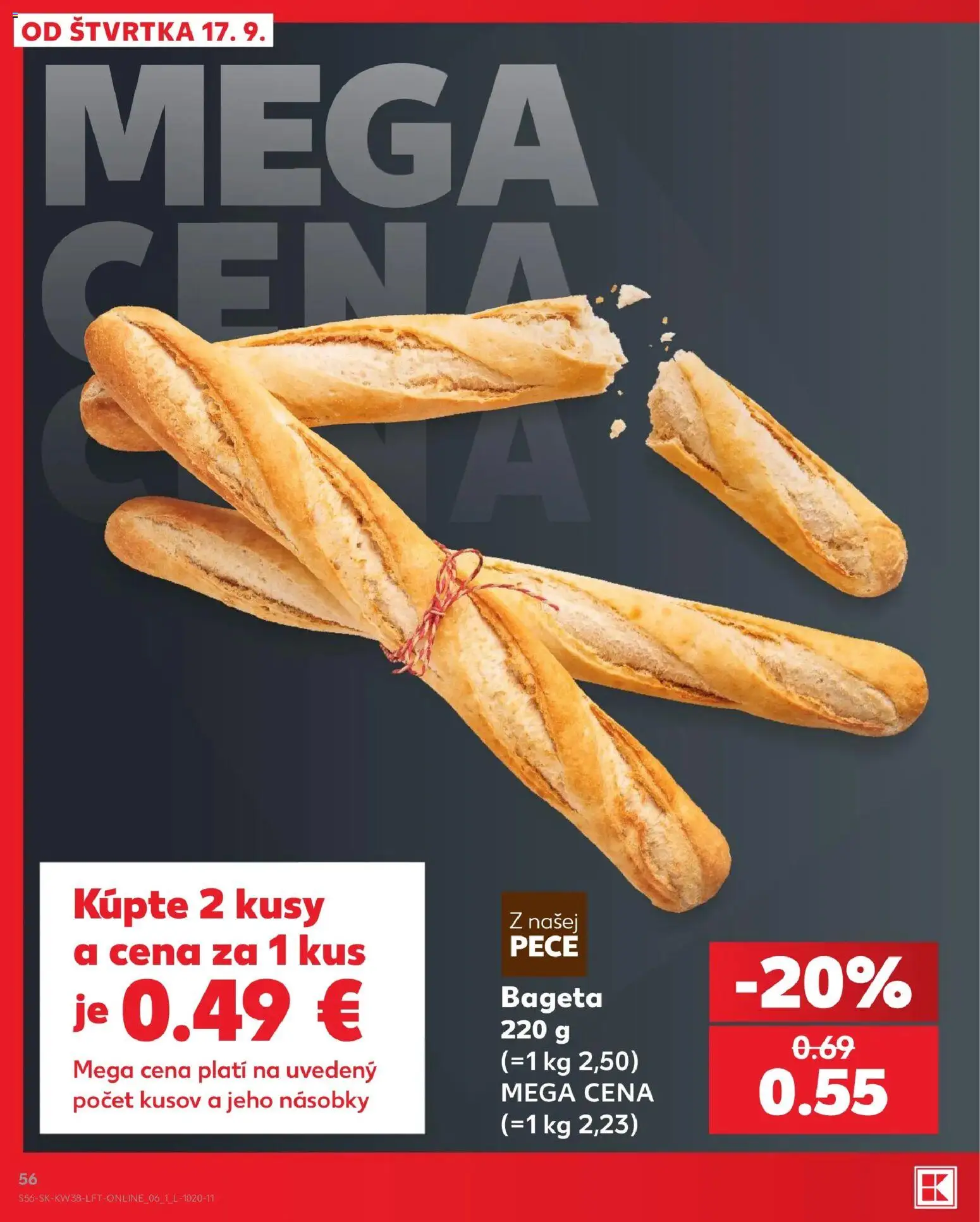 Nové Kaufland akcie – leták je platný od 17.09.2026 | Strana: 56 | Produkty: Bageta