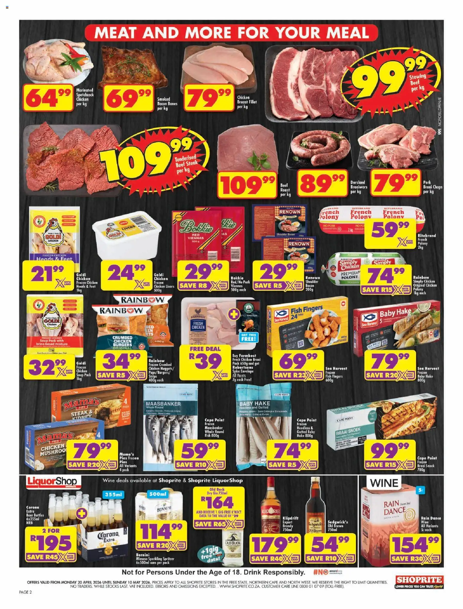 New Shoprite catalogue – valid from 20.04.2026 | Page: 2 | Products: Data, Steak, Beef, Bacon