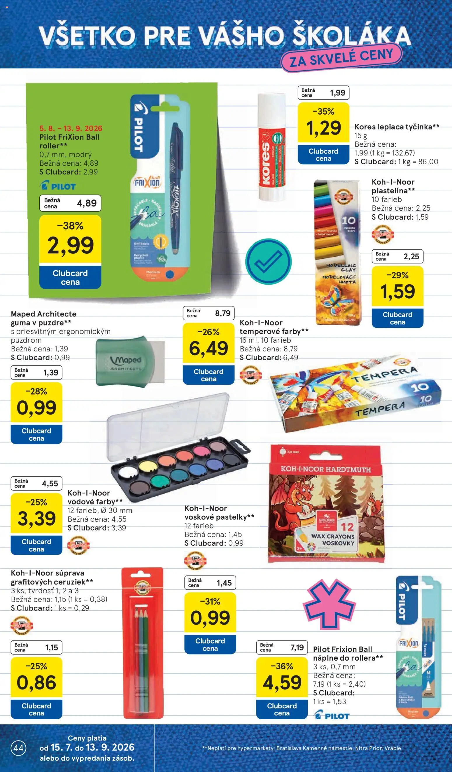 Nové Tesco akcie – leták je platný od 12.08.2026 | Strana: 44 | Produkty: Pastelky