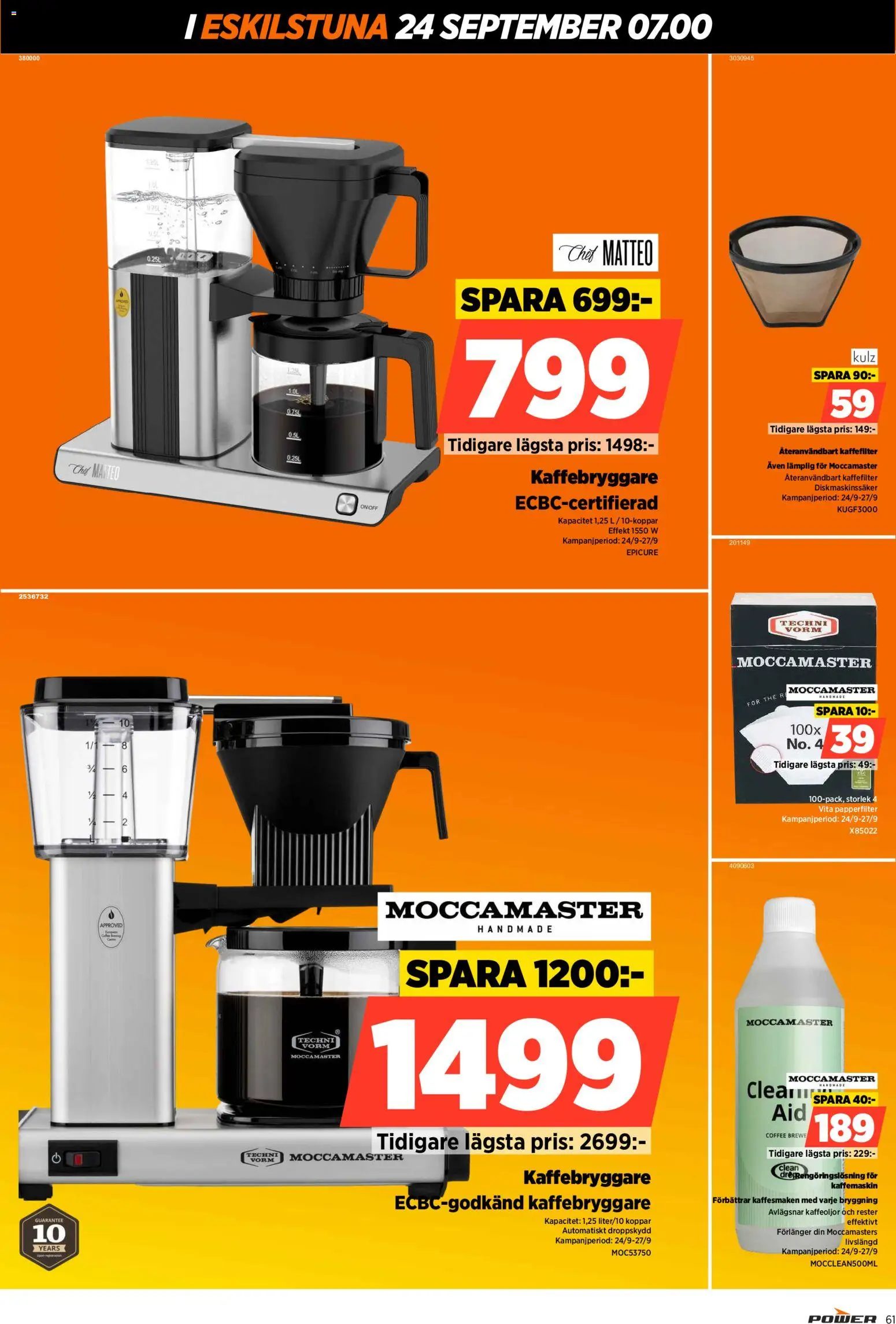 Power reklamblad aktuell från 24/09/2026 | Sida: 61 | Produkter: Kaffebryggare, Kaffemaskin, Koppar