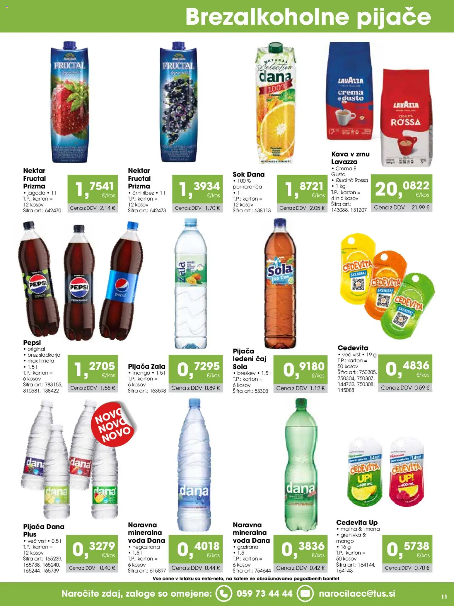 Novi Tuš katalog ponudbe – veljaven od 15.08.2026 | Stran: 11 | Izdelki: Ribez, Sok, Caj, Breskev
