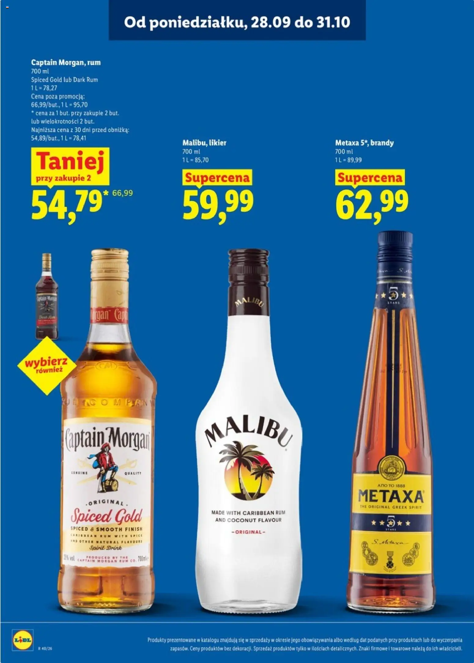 Lidl Katalog alkoholi mocnych od 28.09.2026 | Strona: 14 | Produkty: Metaxa, Brandy, Rum, Finish