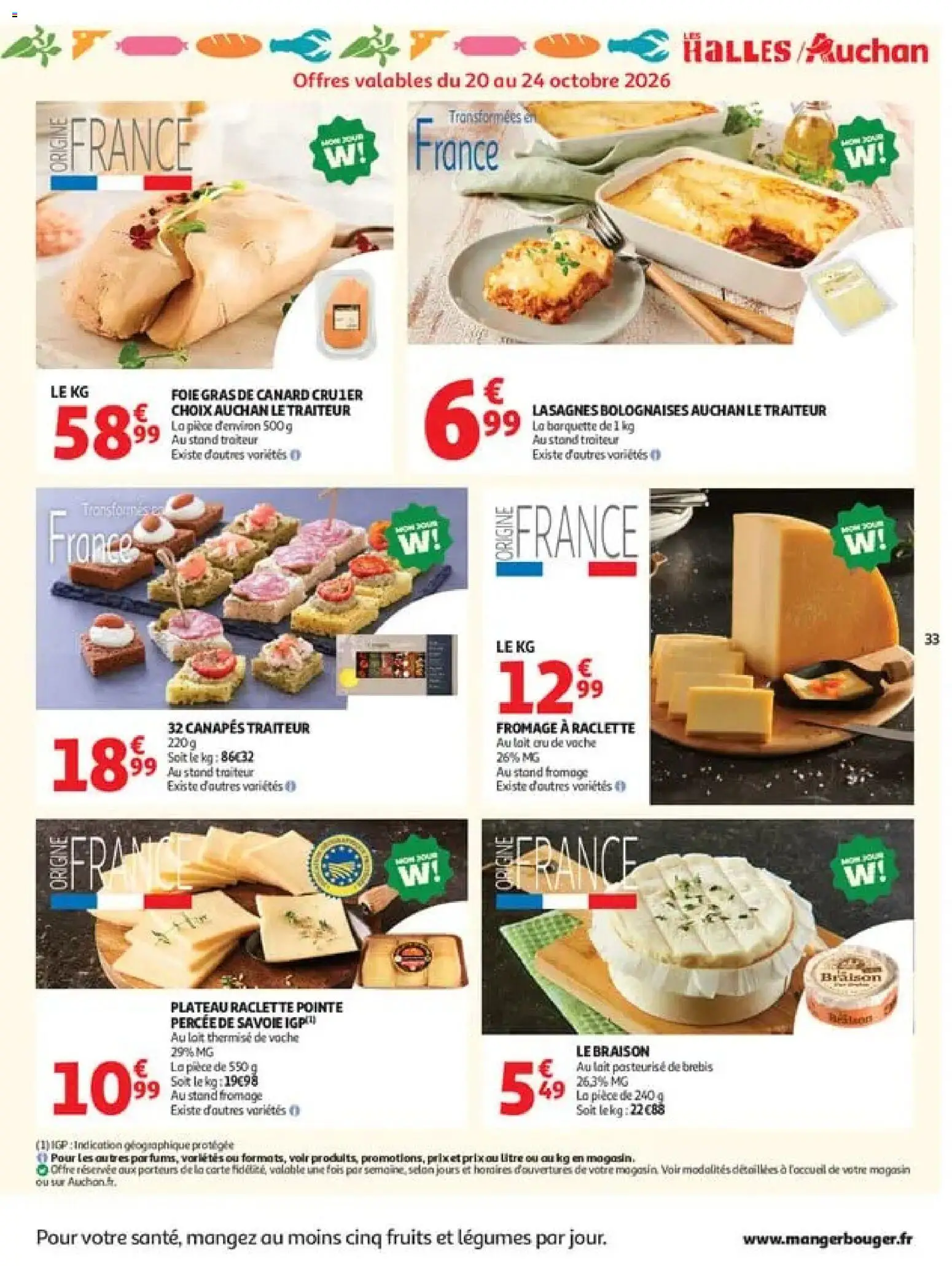 {H1} | Page: 33 | Produits: Fruits, Foie gras, Raclette, Lasagnes