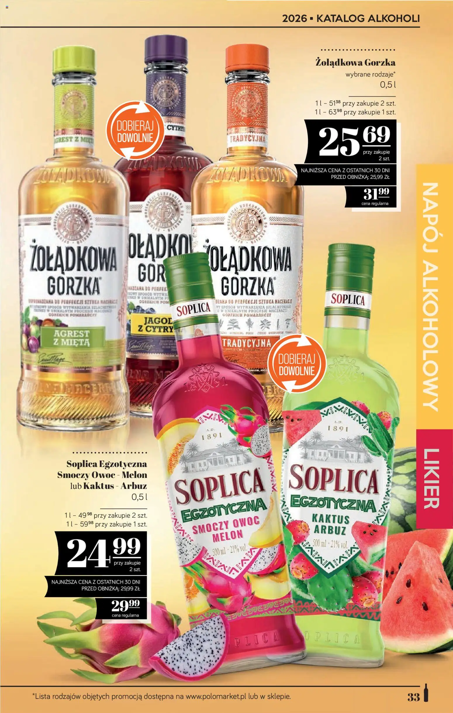 POLOmarket katalog - Alkoholi od 22.10.2026 | Strona: 33 | Produkty: Arbuz, Melon, Soplica, Mięta