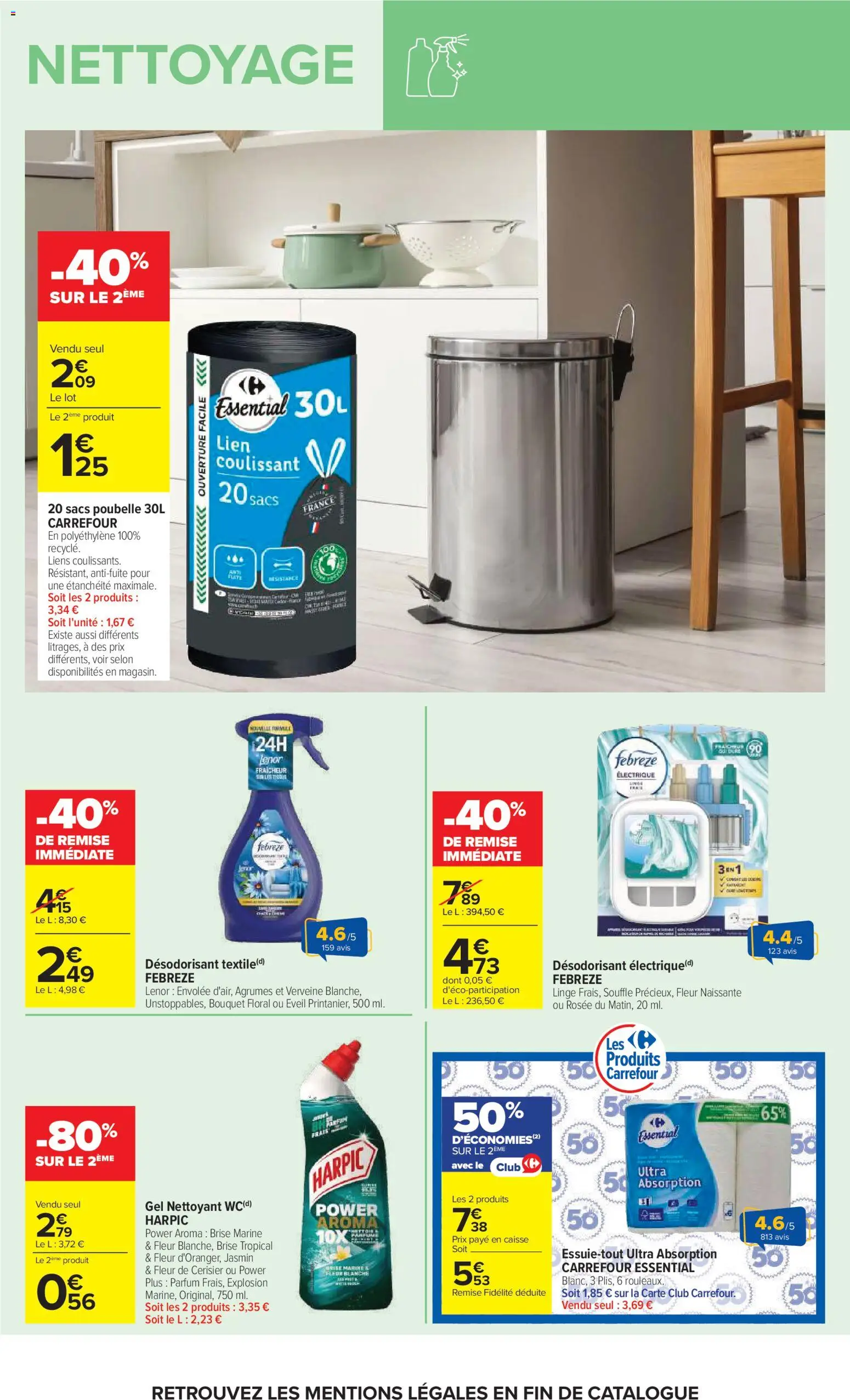 {H1} | Page: 50 | Produits: Agrumes, Lenor, Nettoyant wc, Sacs poubelle