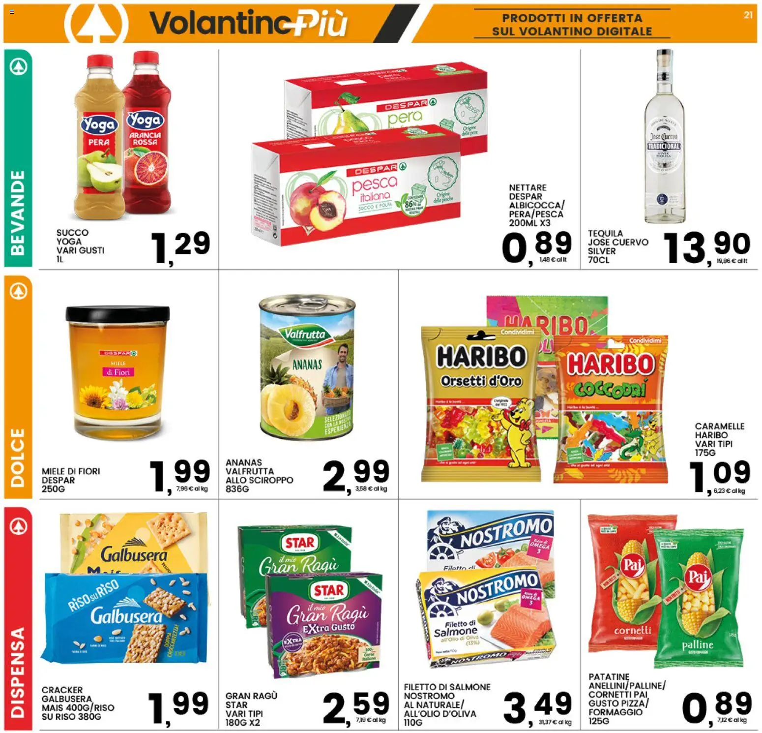 Volantino Interspar del 09/07/2026 | Pagina: 21 | Prodotti: Salmone, Patatine, Tequila, Ragú