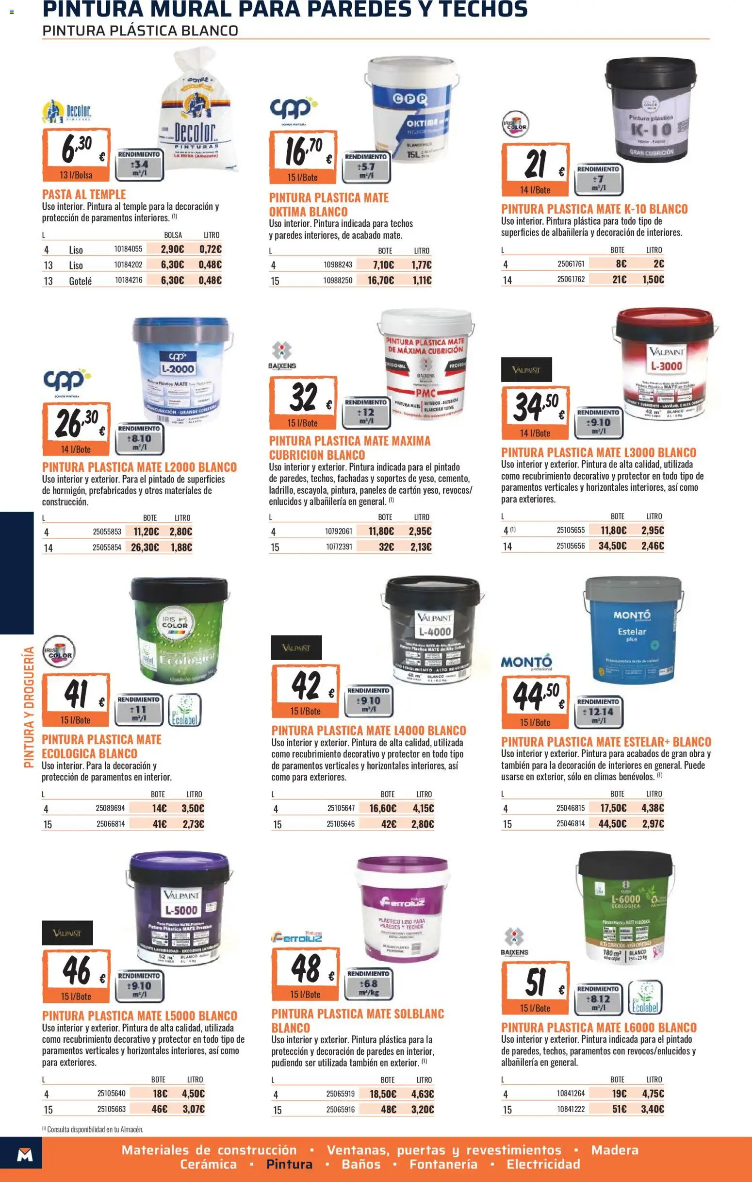 Obramat - Reformas Otono Imprenta Almacenes 41 Ourense 2026 │ válido desde el 09/10/2026 | Página: 42 | Productos: Pasta, Pintura plástica, Decoración, Puertas