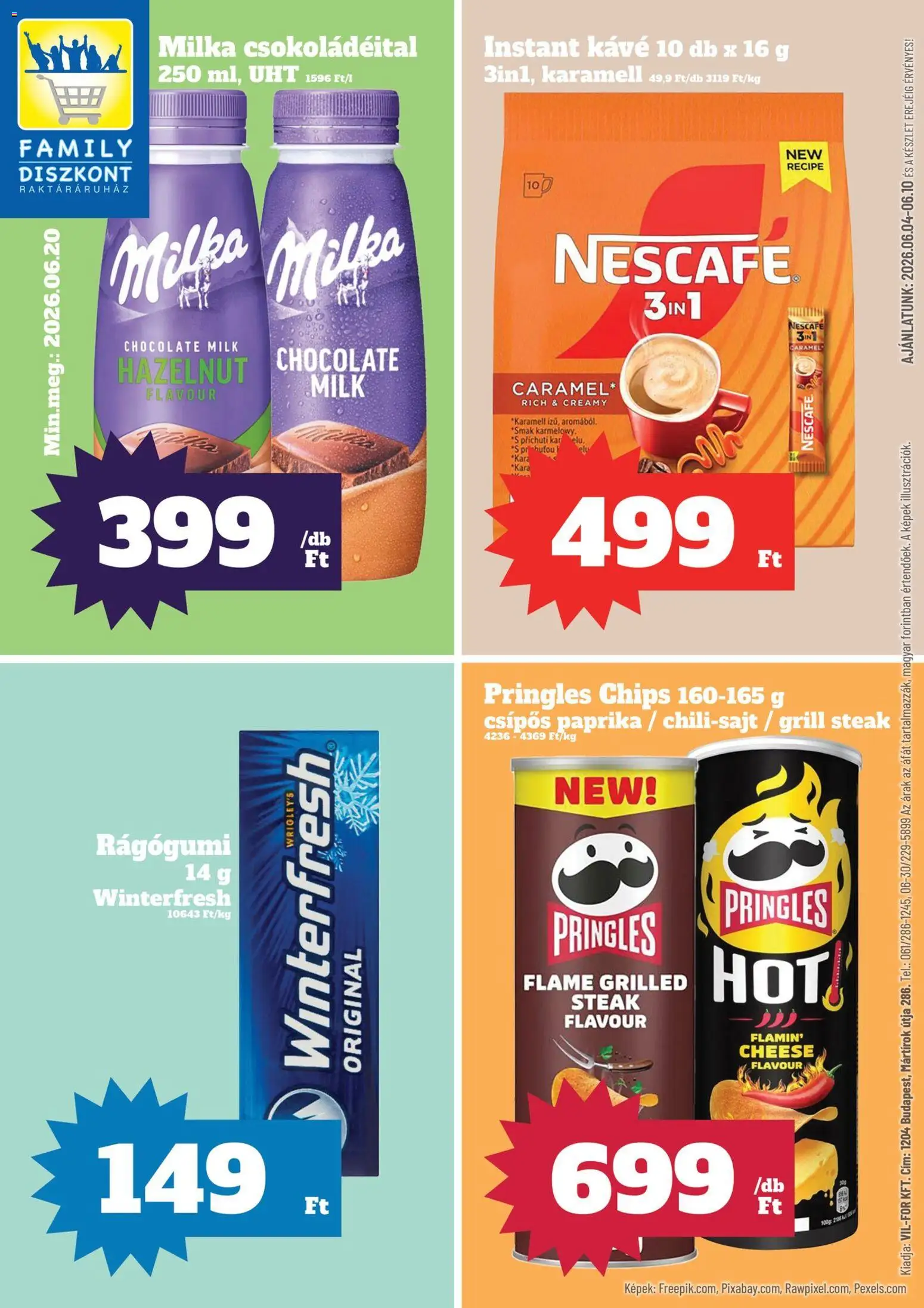 Family Diszkont akciós ujság - amely érvényes a következő dátumtól: 04.06.2026 | Oldal: 1 | Termékek: Nescafé, Pringles, Grill, Instant kávé