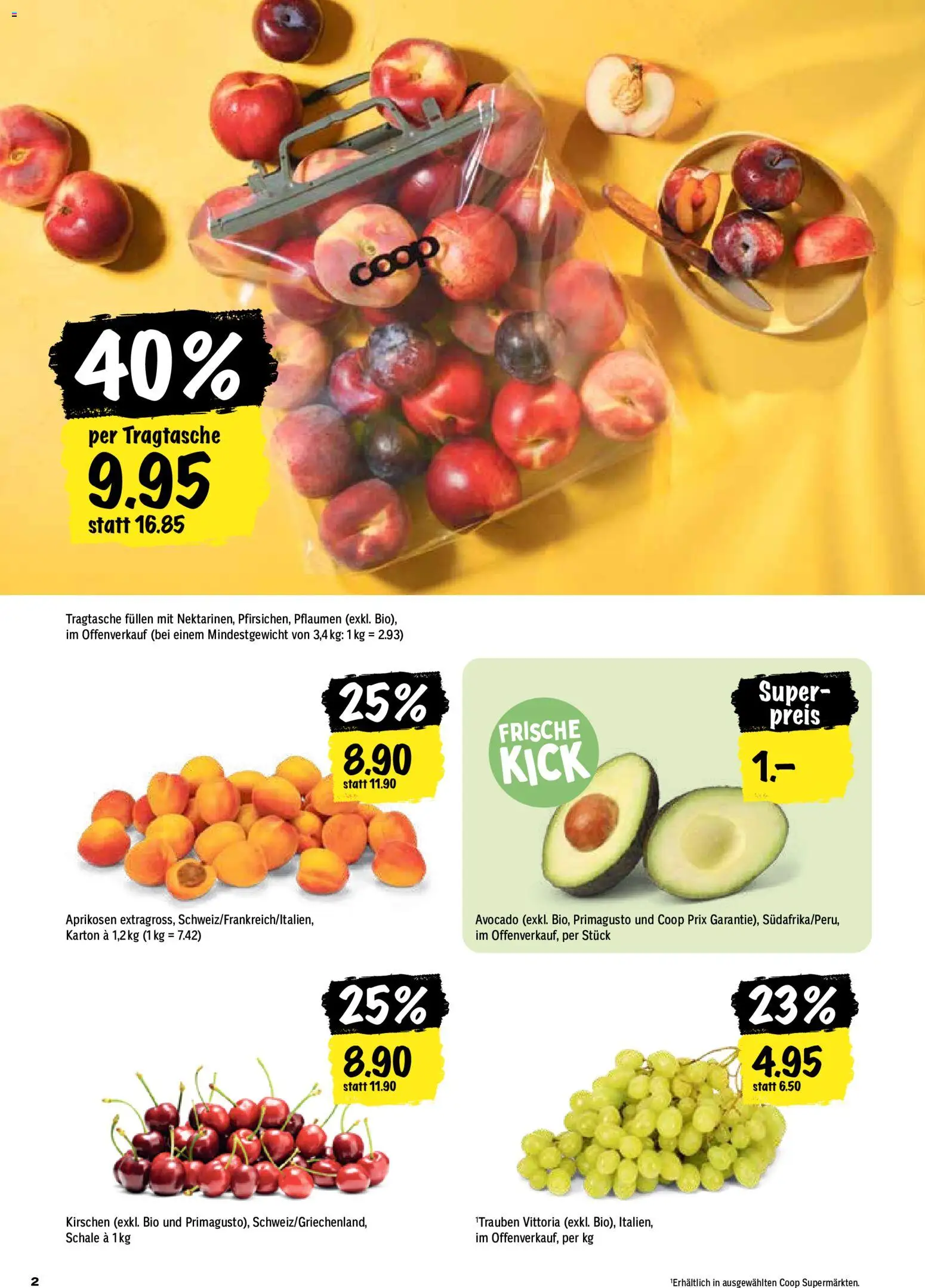Coop aktionen – gültig ab 09.07.2026 | Seite: 2 | Produkte: Kirschen, Avocado
