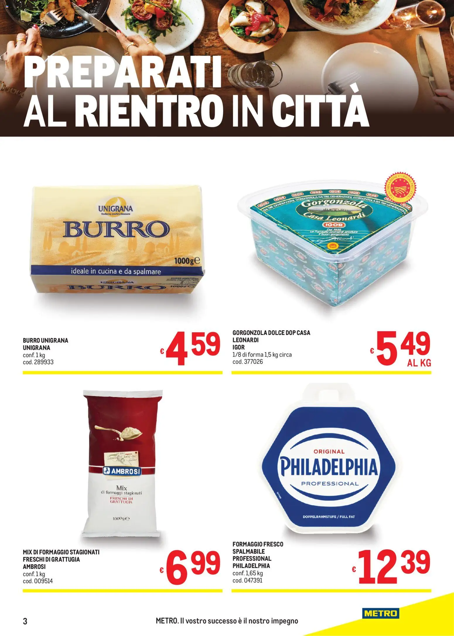 Volantino Metro del 27/08/2026 | Pagina: 3 | Prodotti: Grattugia, Formaggio, Burro, Formaggio fresco