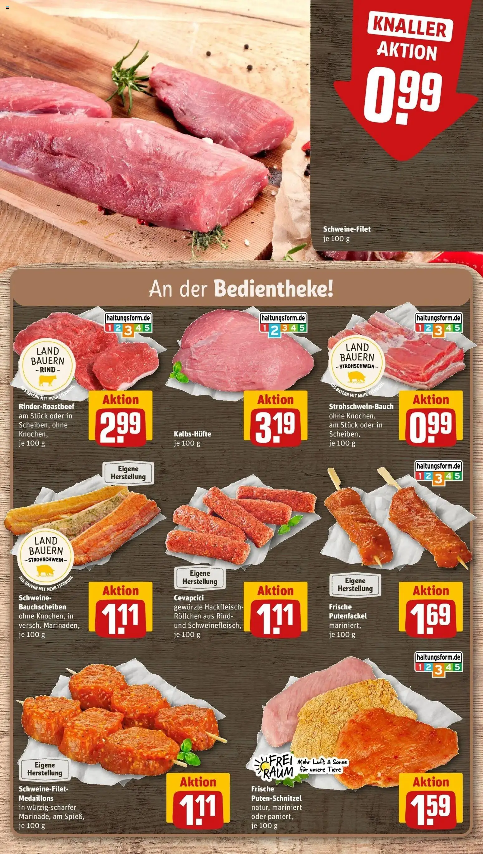 REWE Prospekt ab 10.08.2026 zum Blättern » Angebote | Seite: 6 | Produkte: Cevapcici, Schweinefilet, Putenschnitzel, Hackfleisch