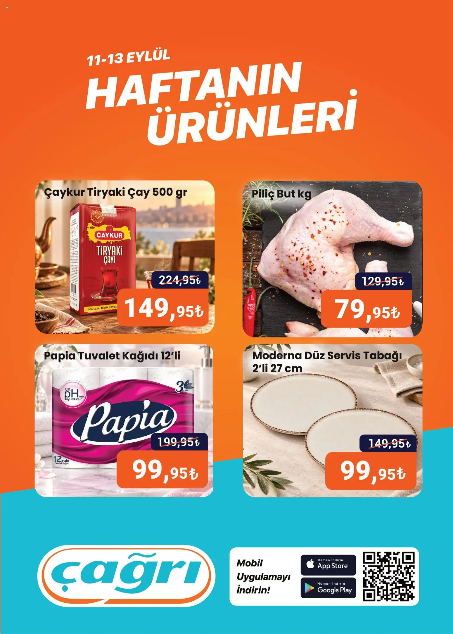 Çağrı Market - Haftanın Ürünleri - 11 Eylül 2026 tarihinden itibaren geçerlidir | Sayfa: 1 | Ürünler: Tuvalet, Çay, Piliç, Tuvalet kağıdı