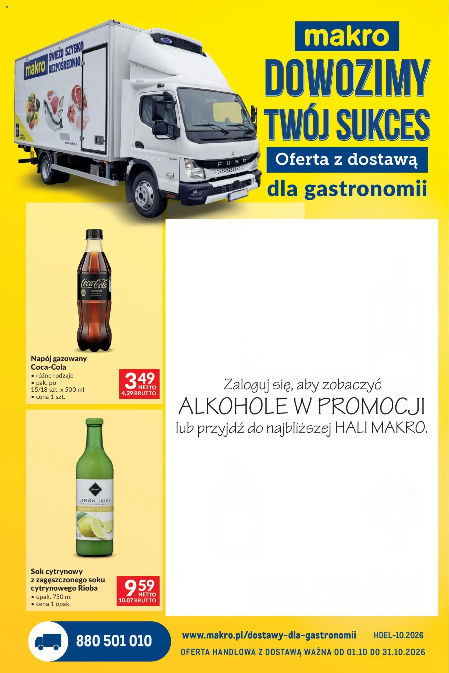 Makro gazetka - Dostawy dla gastronomii od 01.10.2026 | Strona: 1 | Produkty: Alkohole, Sok cytrynowy, Sok