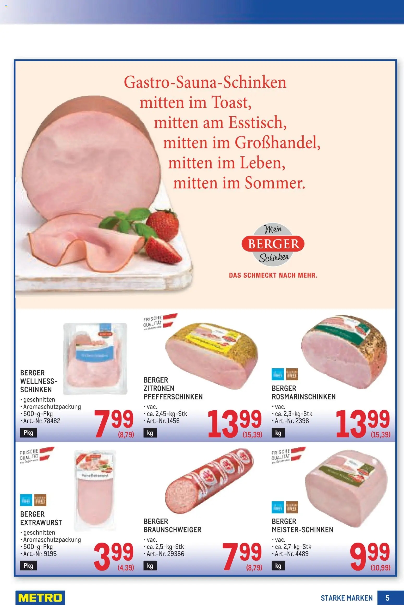 Metro angebote Starke Marken gültig ab 11.06.2026 | Seite: 5 | Produkte: Schinken