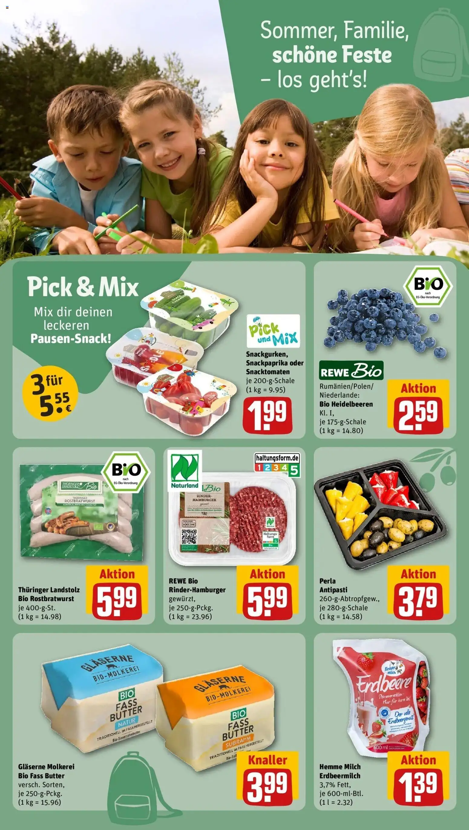 REWE Prospekt ab 17.08.2026 zum Blättern » Angebote | Seite: 16 | Produkte: Milch, Butter, Heidelbeeren