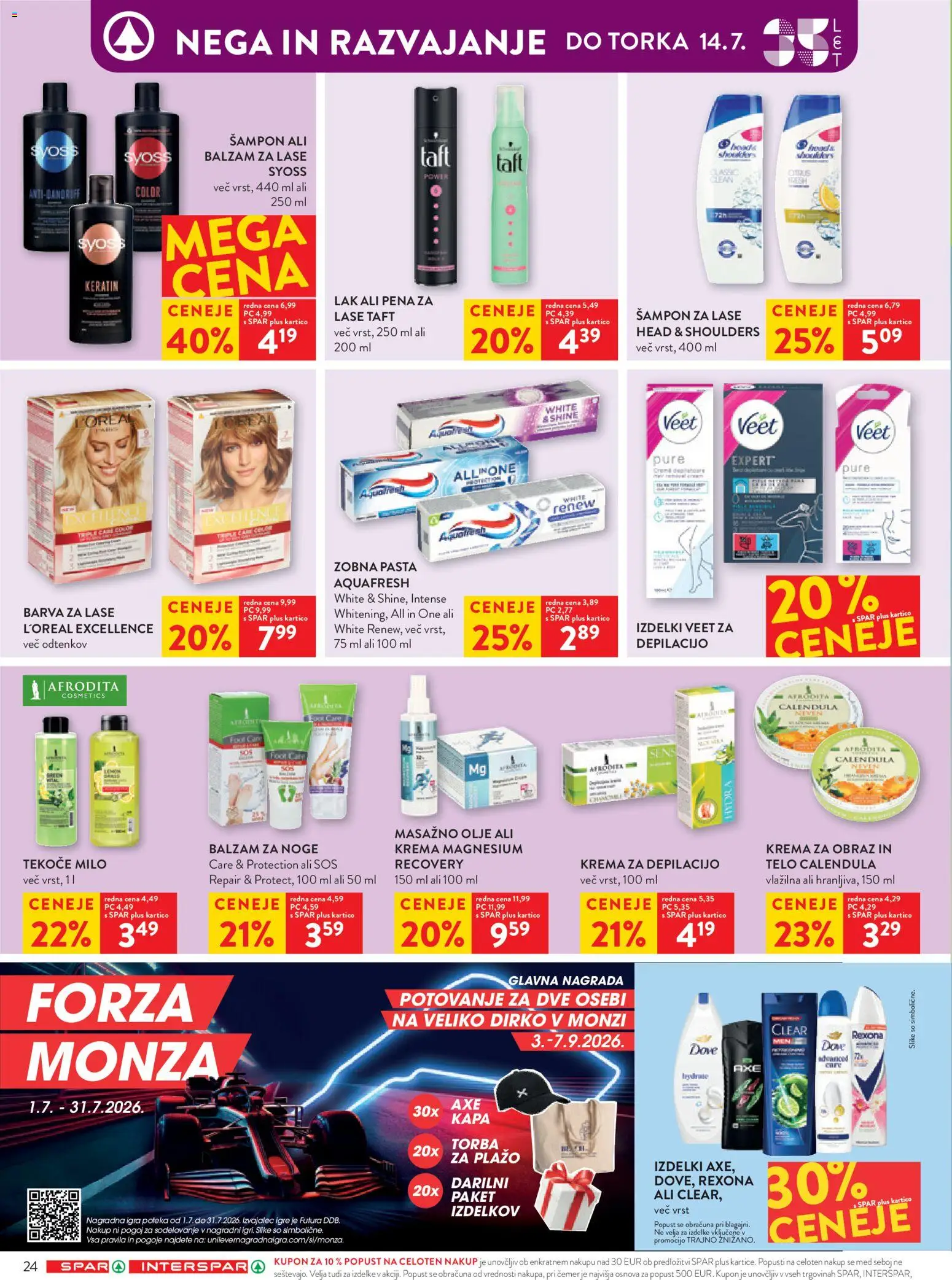Novi Spar katalog ponudbe – veljaven od 08.07.2026 | Stran: 31 | Izdelki: Torba, Sampon, Zobna pasta, Krema za obraz