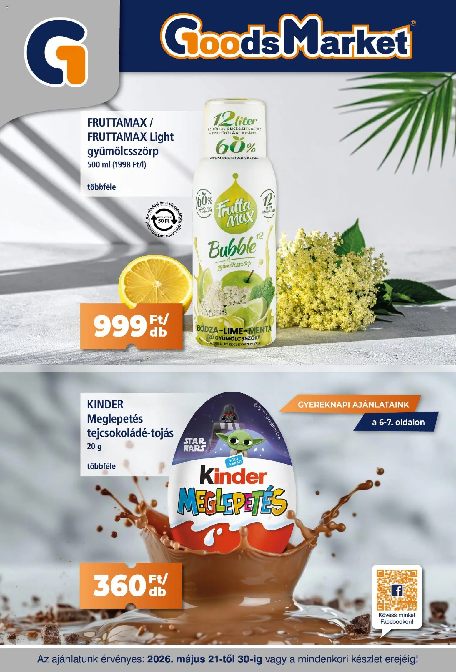 Goods Market akciós ujság - amely érvényes a következő dátumtól: 21.05.2026 | Oldal: 1 | Termékek: Tej