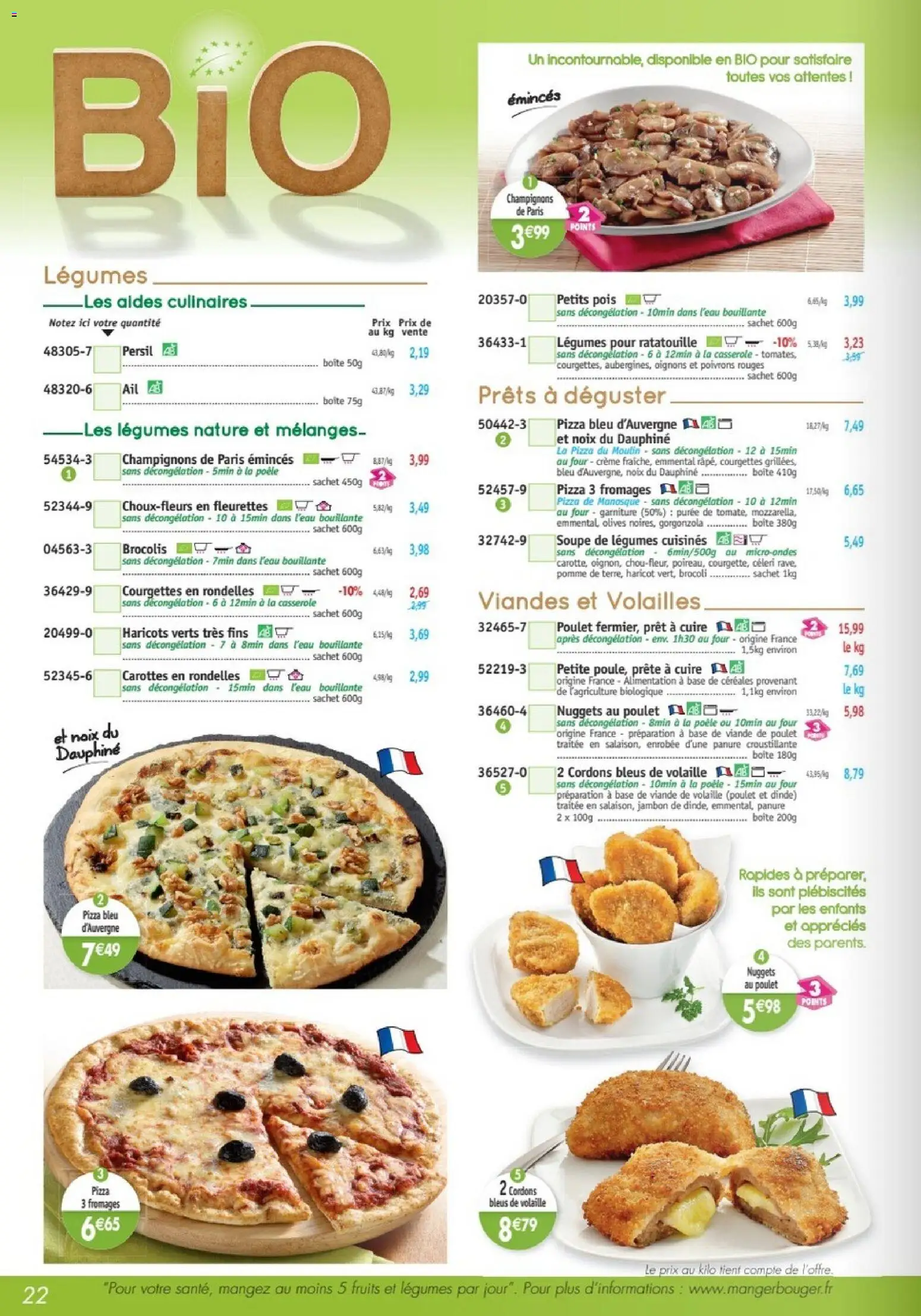 {H1} | Page: 22 | Produits: Carottes, Olives, Casserole, Pois