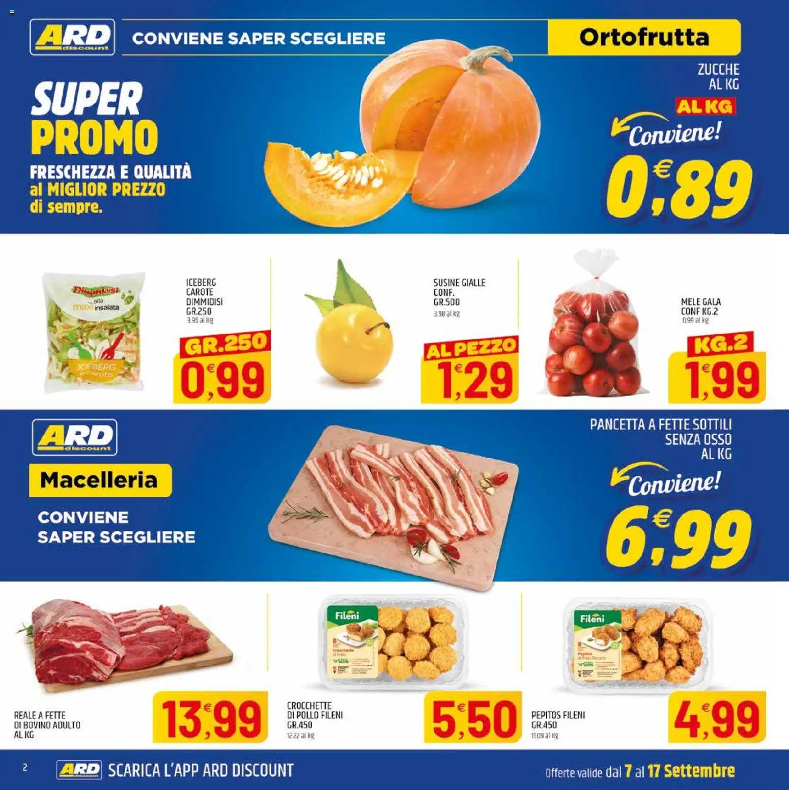 Volantino ARD Discount del 07/09/2026 | Pagina: 18 | Prodotti: Pollo, Carote, Crocchette, Susine