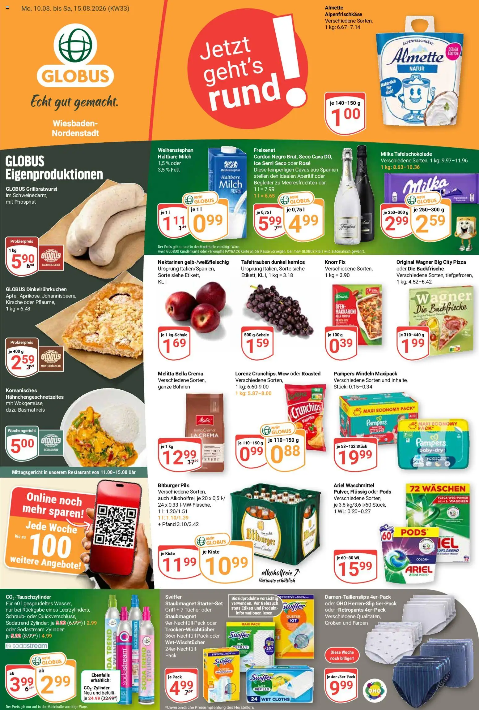 Globus Prospekt Wiesbaden-Nordenstadt – gültig ab 10.08.2026 | Seite: 3 | Produkte: Ofen, Knorr fix, Pils, Milka