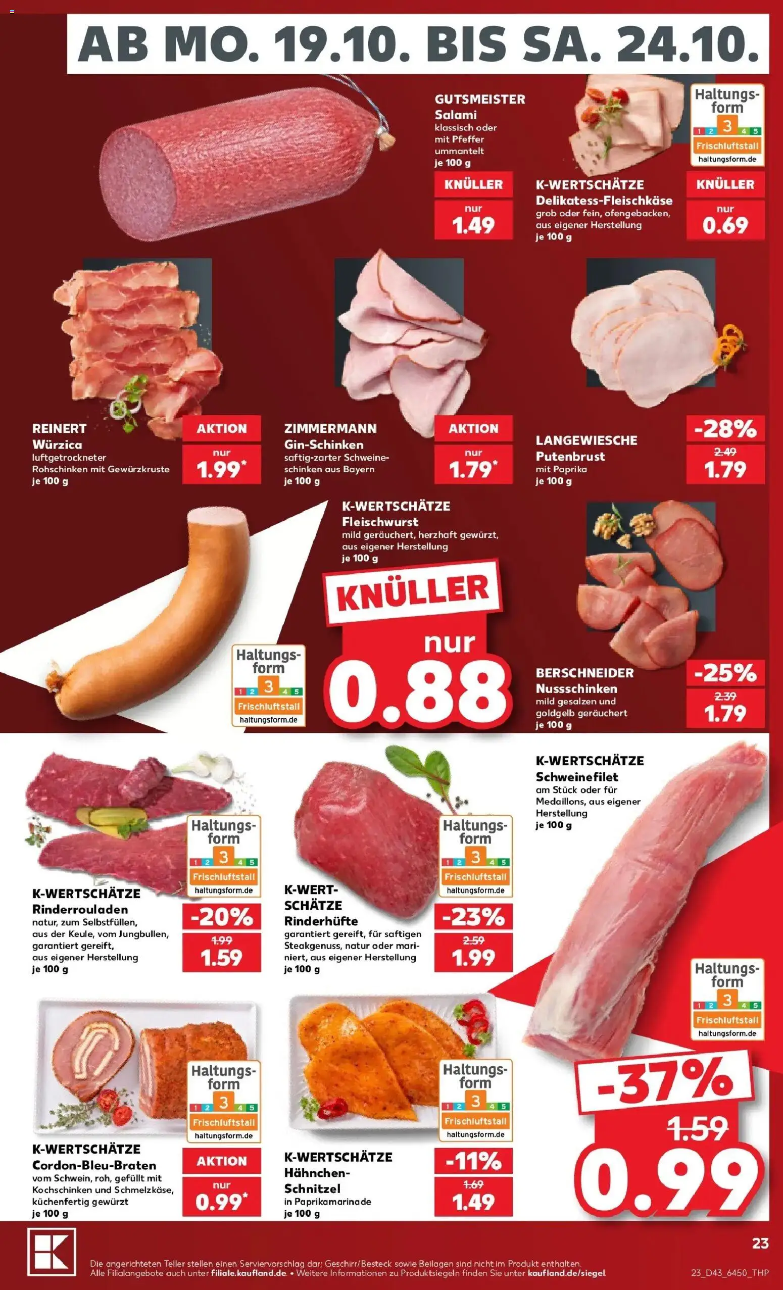 Prospekt Kaufland ab 19.10.2026 » Angebote Online zum Blättern | Seite: 27 | Produkte: Rinderrouladen, Schweinefilet, Paprika, Schinken