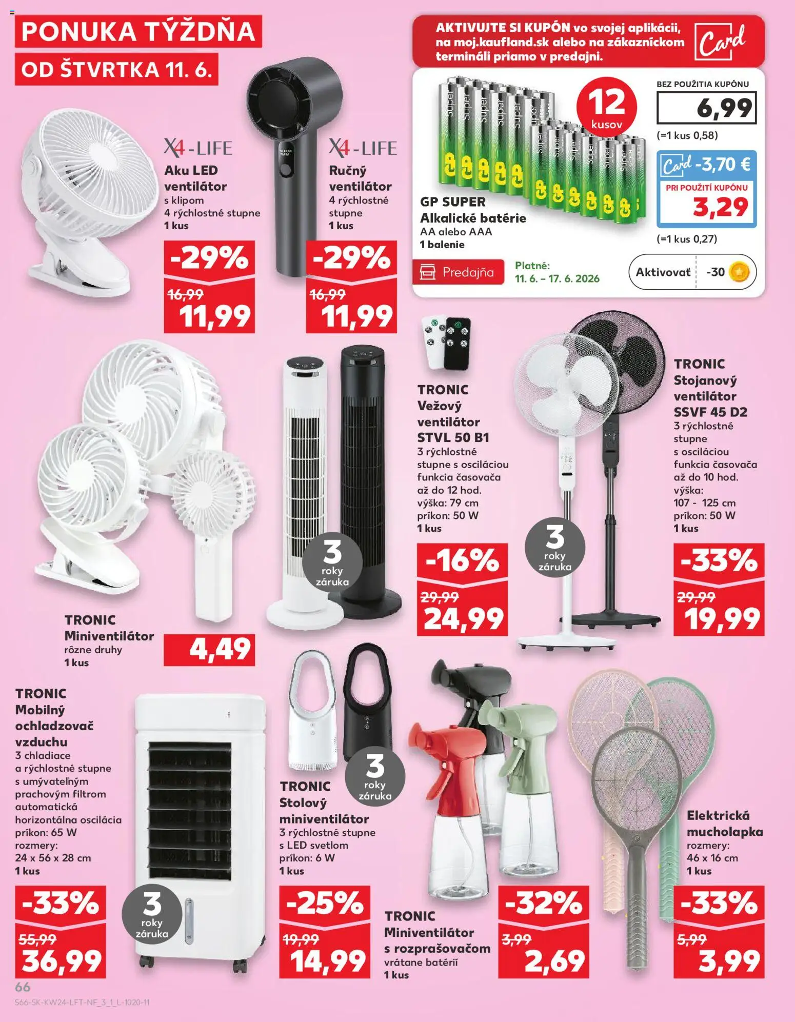 Nové Kaufland akcie – leták je platný od 11.06.2026 | Strana: 66 | Produkty: Ochladzovač vzduchu, Ventilátor, Aku