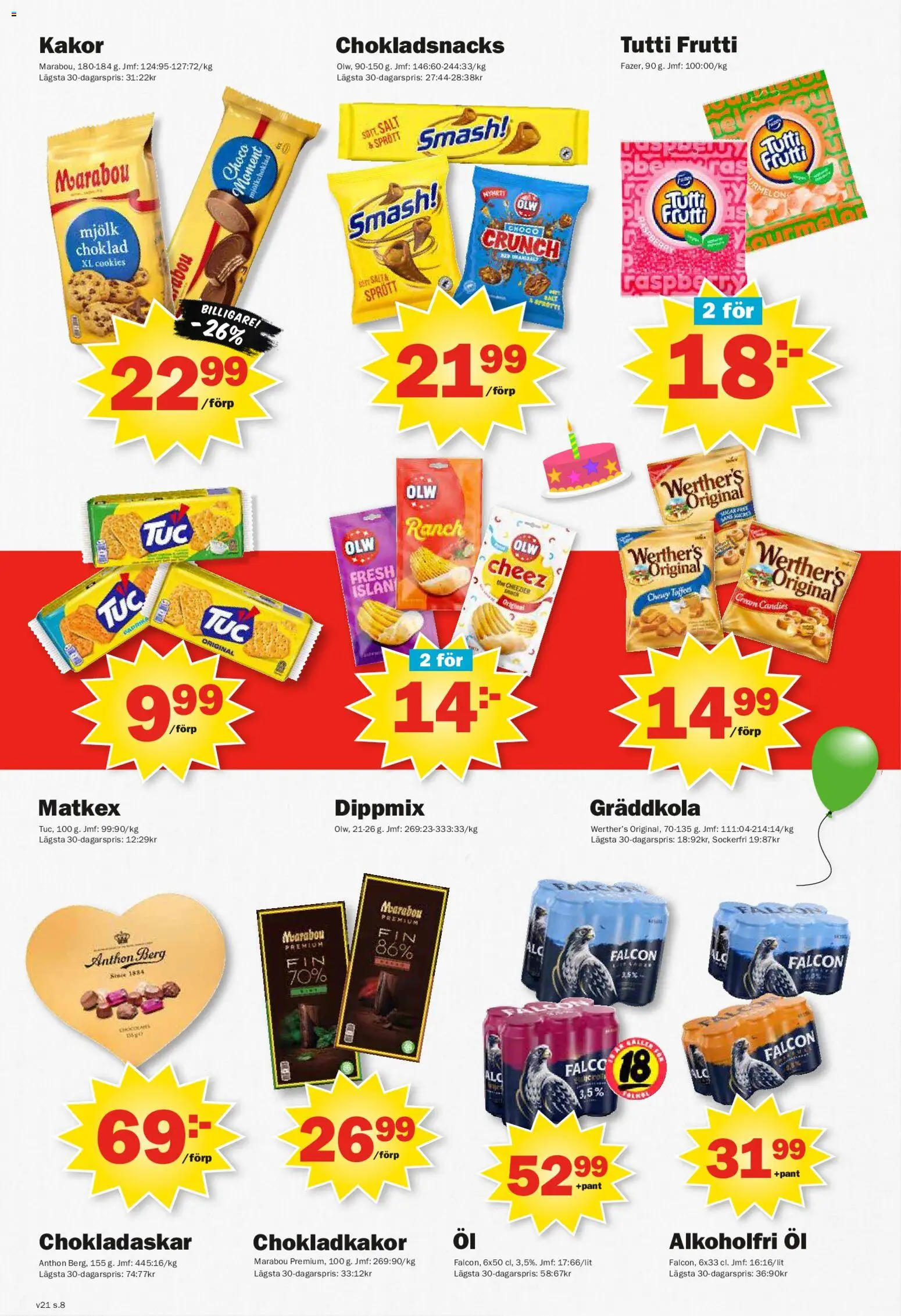 Pekås reklamblad aktuell från 18.05.2026 | Sida: 8 | Produkter: Salt, Tutti frutti, Mjölk, Choklad
