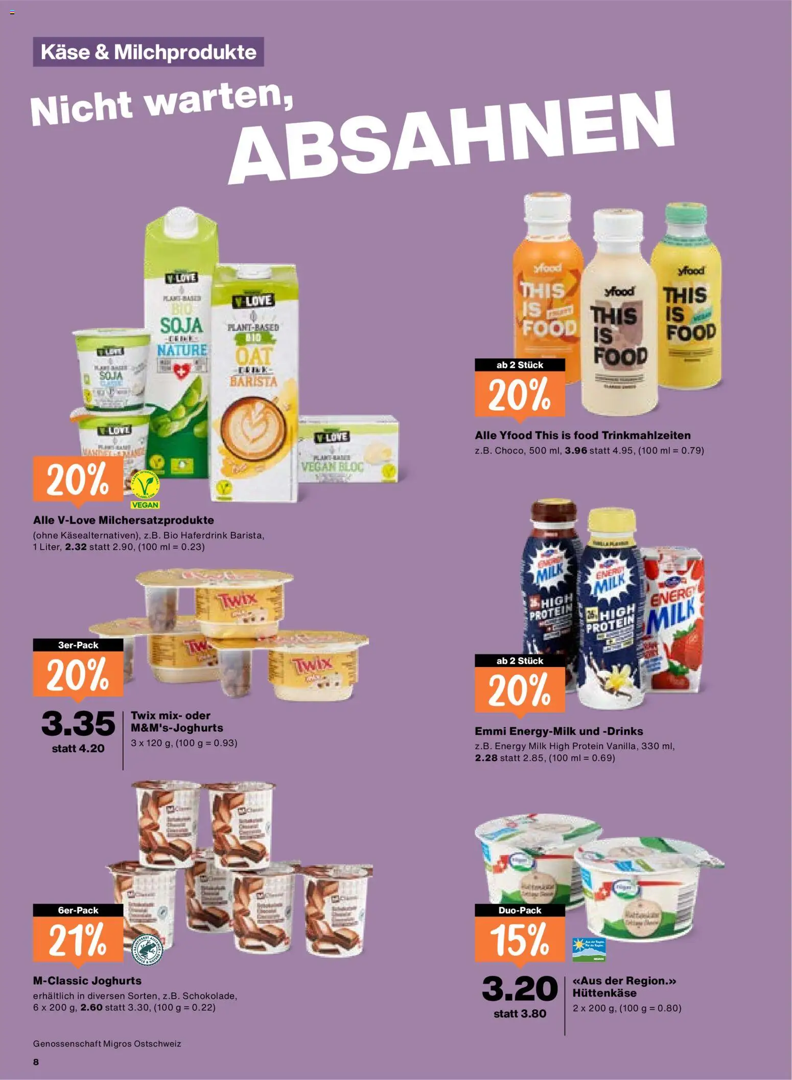 Migros aktionen – gültig ab 04.06.2026 | Seite: 8 | Produkte: Twix, Käse, Schokolade, Hüttenkäse