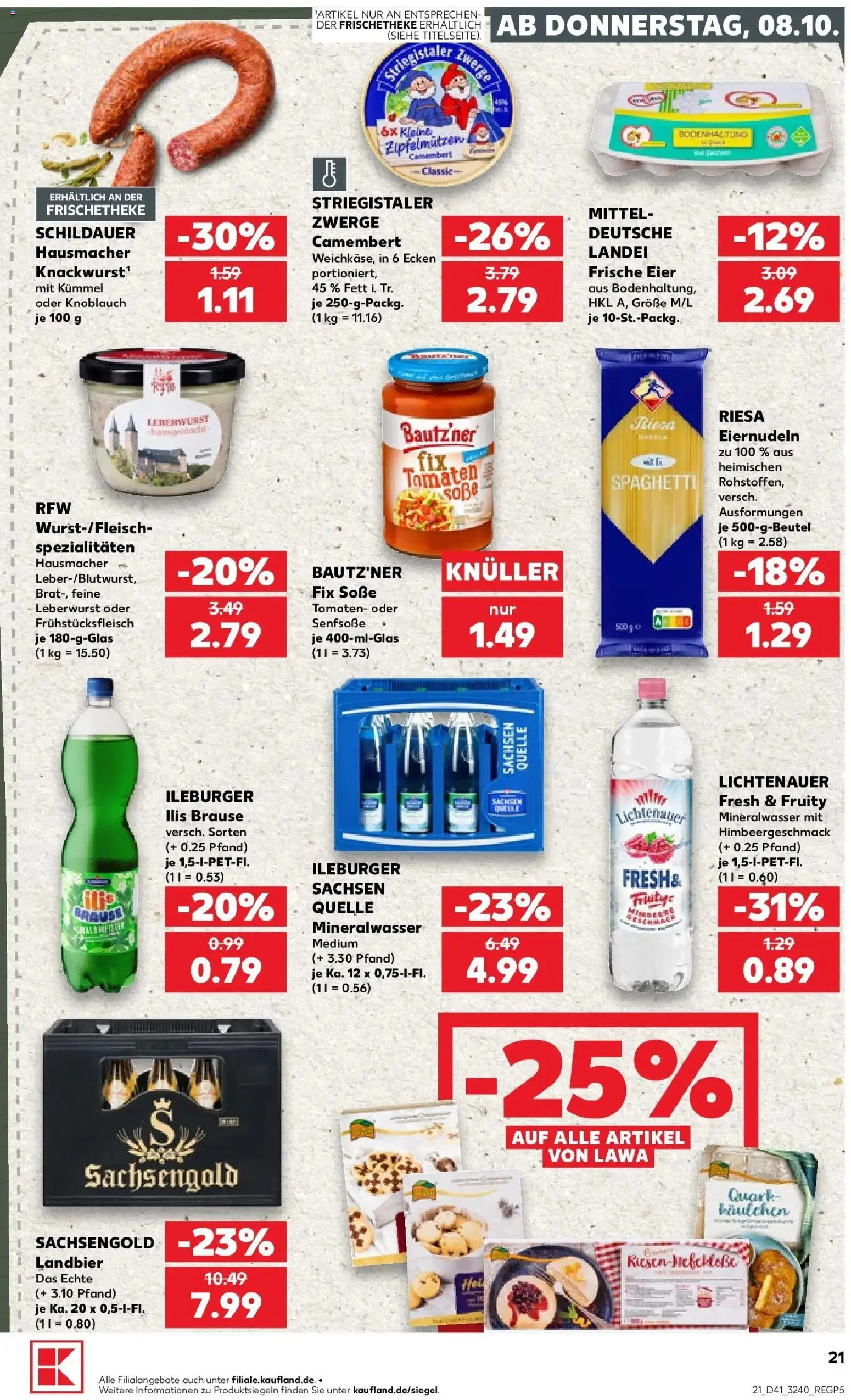 Prospekt Kaufland ab 08.10.2026 » Angebote Online zum Blättern | Seite: 21 | Produkte: Quark, Spaghetti, Spezialitäten, Camembert