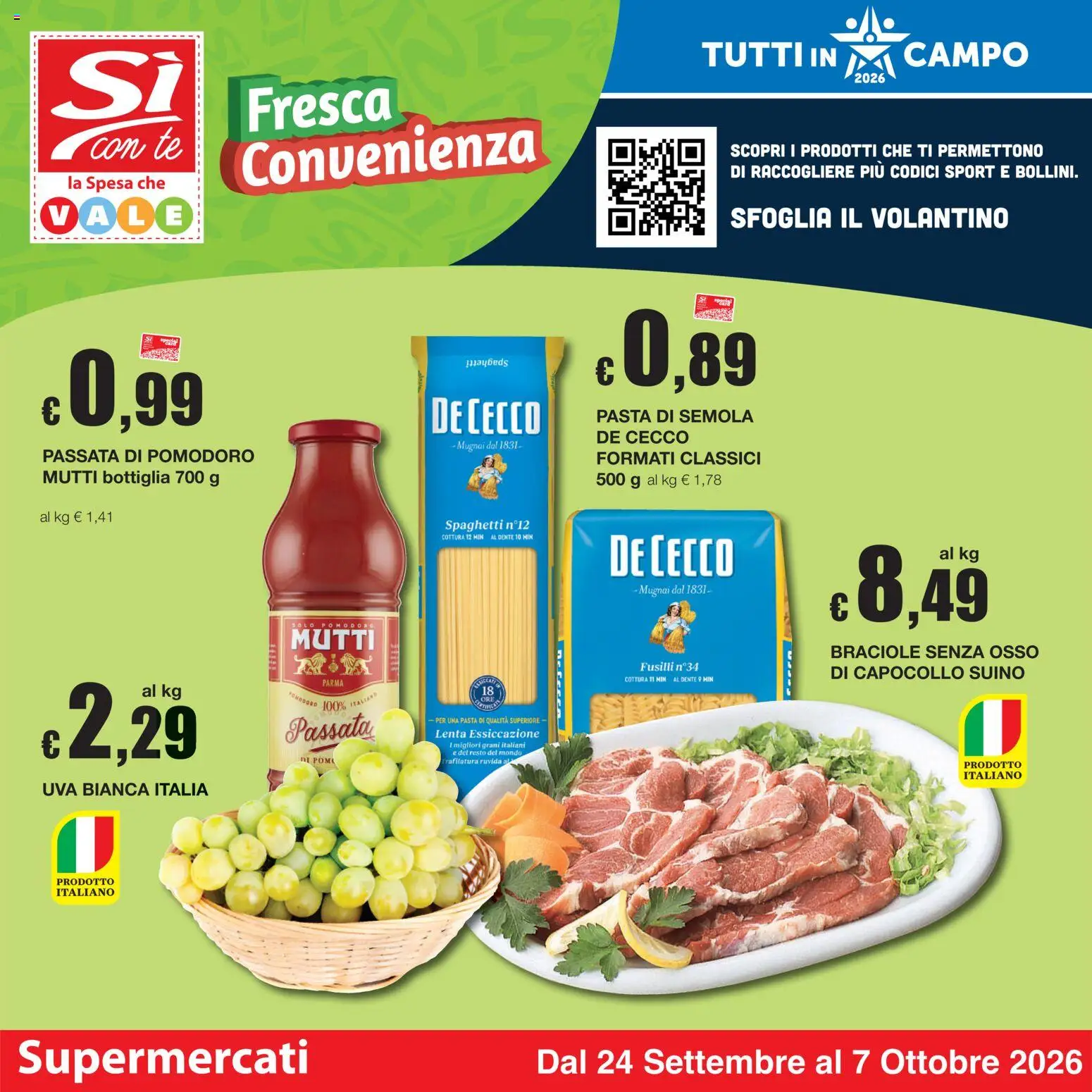 Volantino Sì con Te del 24/09/2026 | Pagina: 1 | Prodotti: Tè, De Cecco, Pasta, Bottiglia