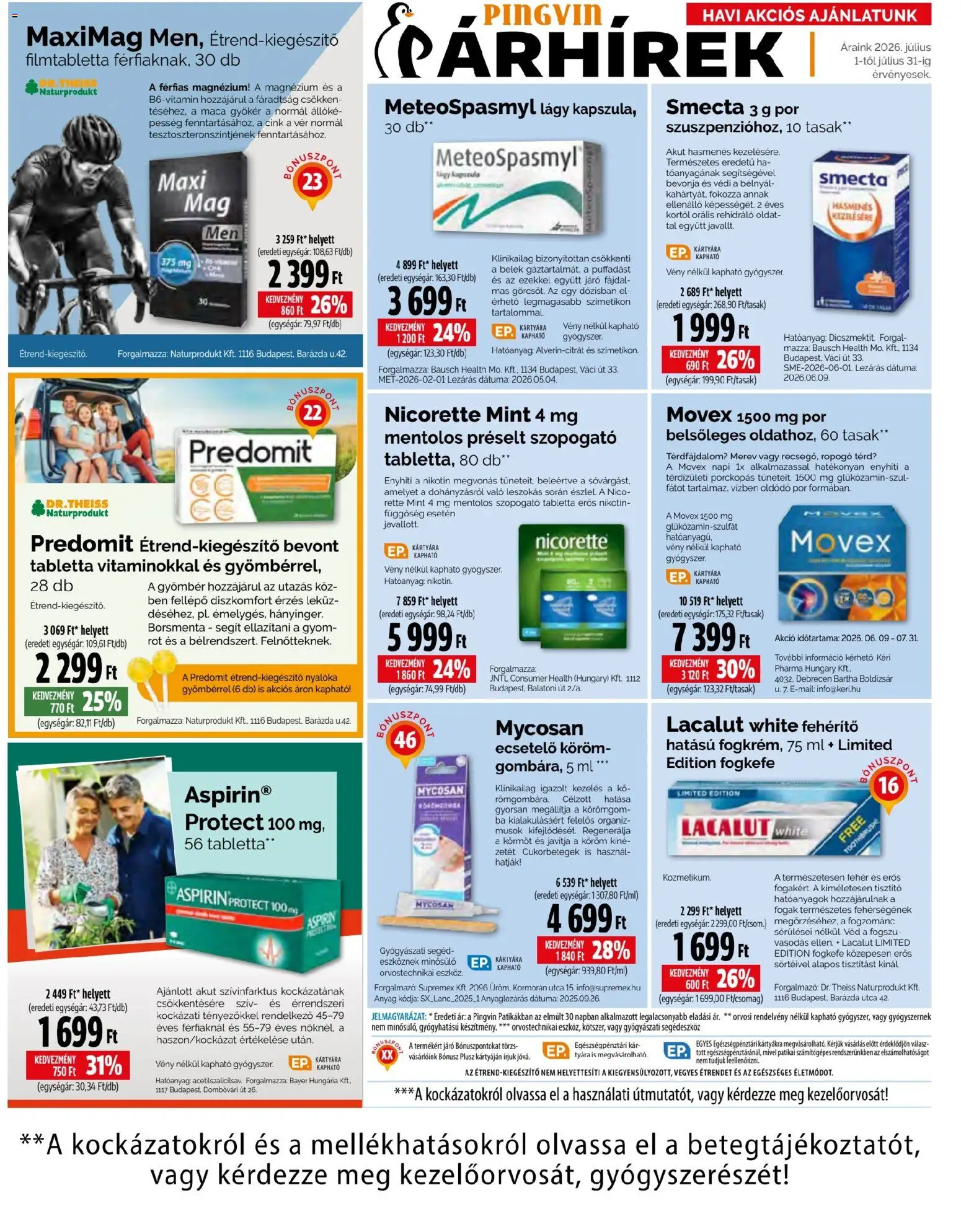 Pingvin Patika akciós ujság - amely érvényes a következő dátumtól: 2026.07.01. | Oldal: 6 | Termékek: Nyalóka, Gyömbér, Fellépő, Fogkefe