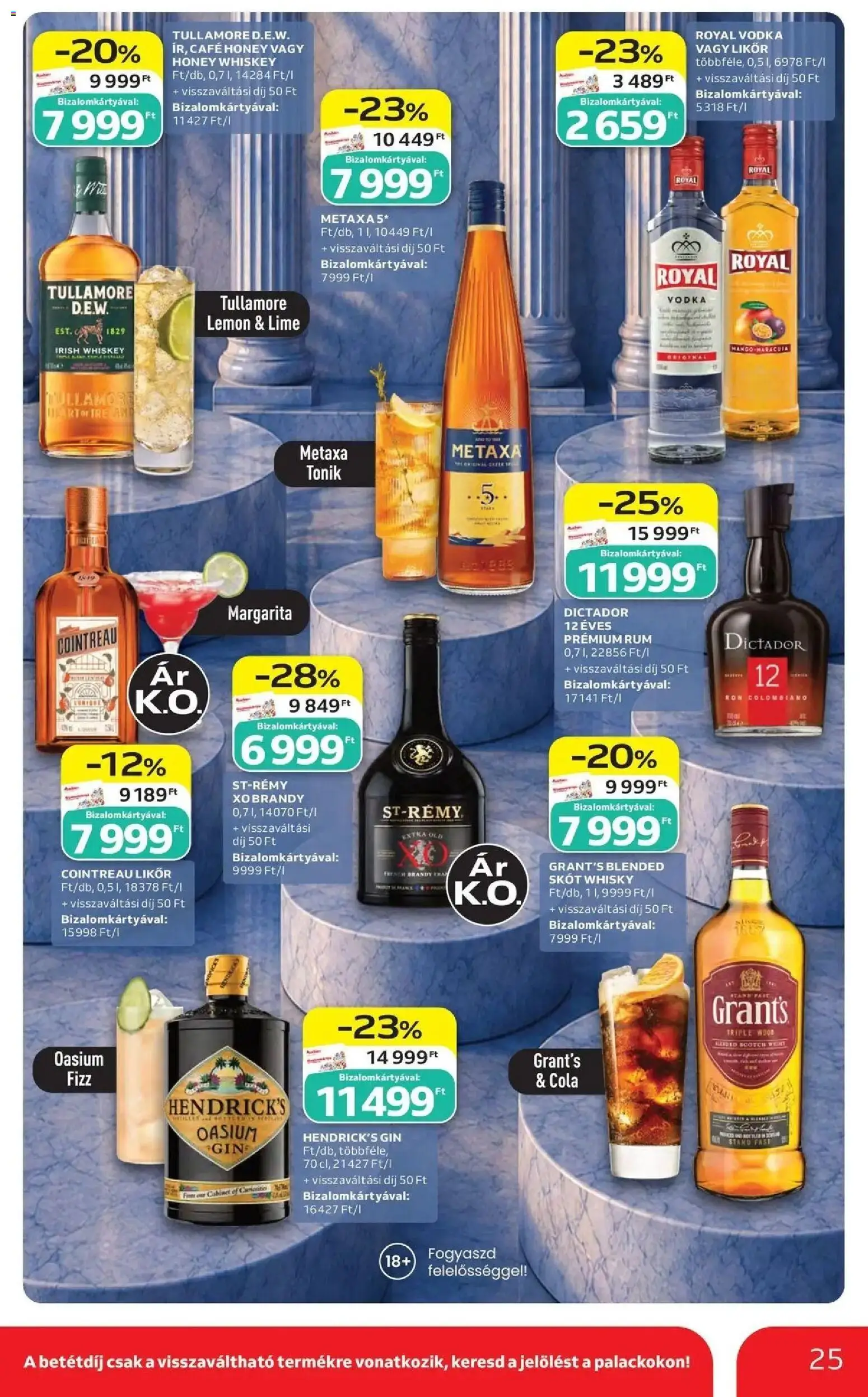 Auchan akciós újság Szolnok - 2026.08.27. -tól/töl > akció, lapozható szórólap 🛍️ | Oldal: 25 | Termékek: Lime, Irish whiskey, Brandy, Metaxa 5*