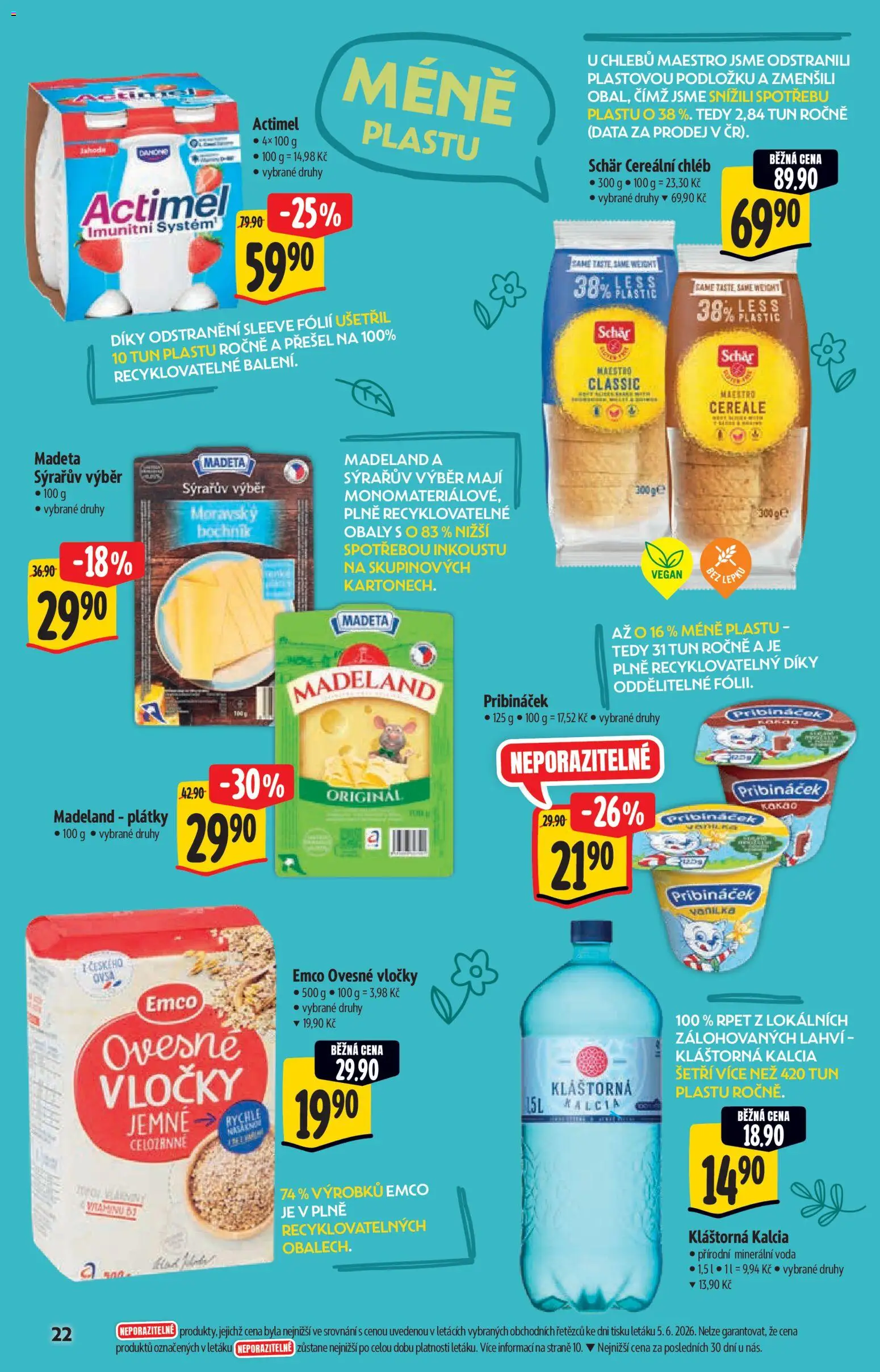 Albert katalog - Hypermarket od 17.06.2026 | Strana: 22 | Produkty: Pribináček, Vločky, Ovesné vločky, Kláštorná kalcia