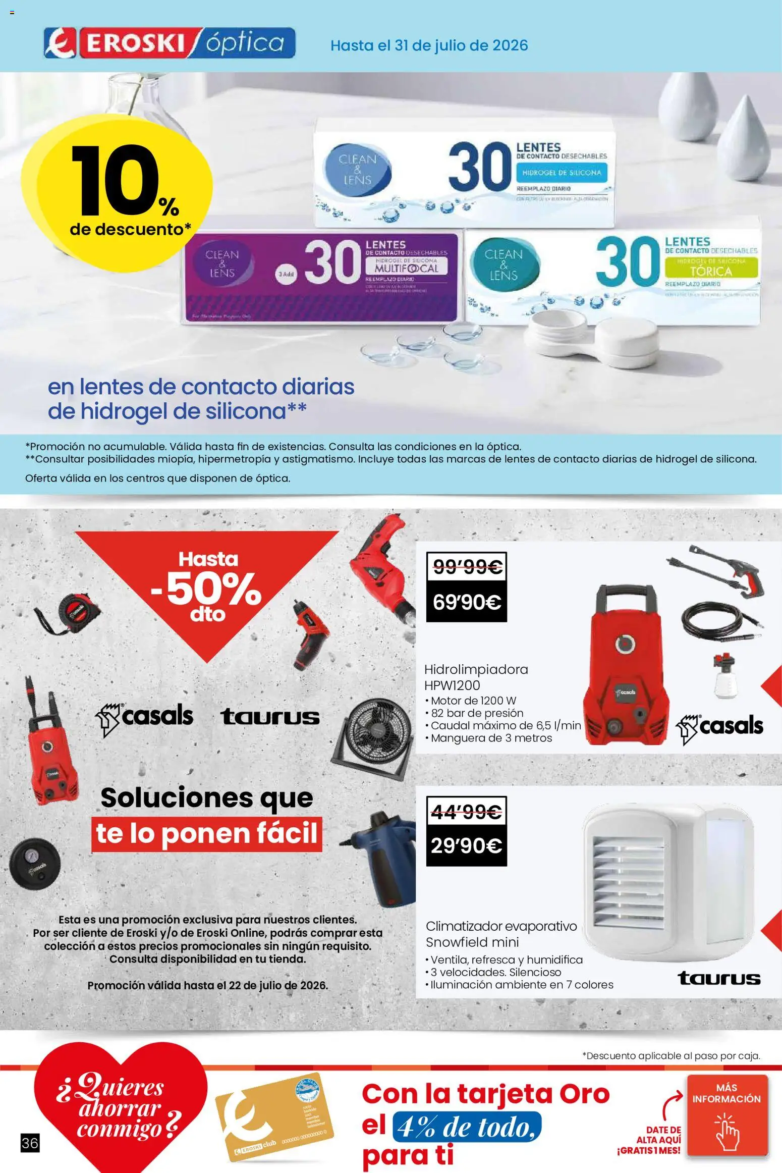 Eroski Oh! OFERTA Málaga │ válido desde el 11.06.2026 | Página: 36 | Productos: Hidrolimpiadora, Manguera, Té, Galette de chaise