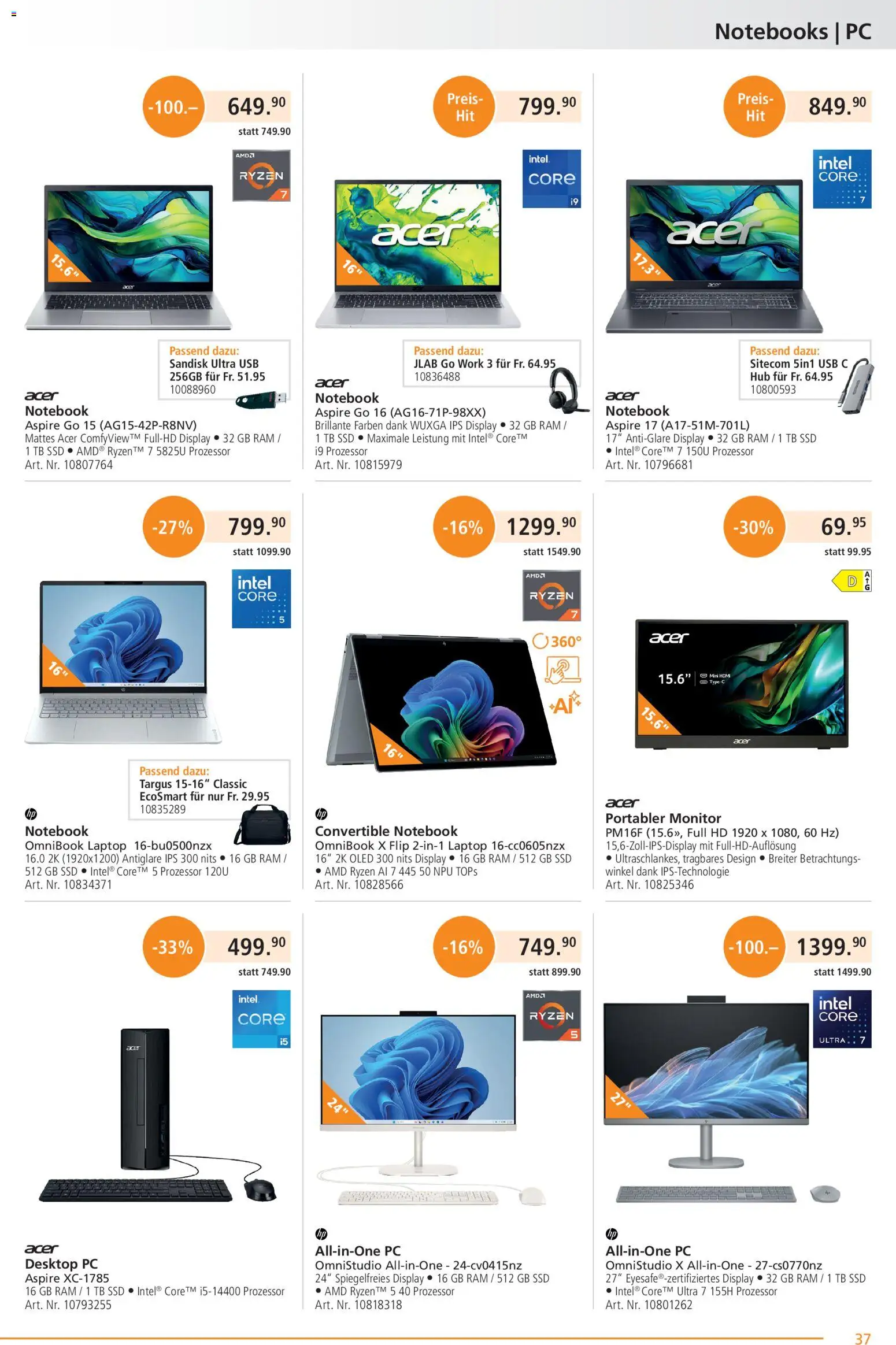 Fust aktionen – gültig ab 21.09.2026 | Seite: 37 | Produkte: Notebook, Monitor, Pc, Desktop PC