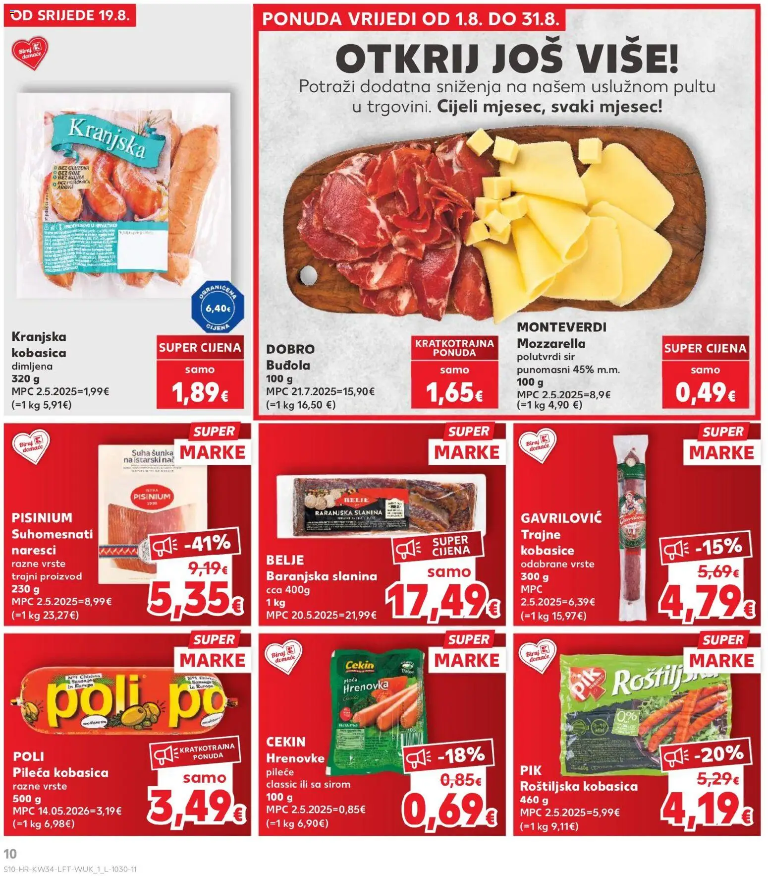 Kaufland katalog | vrijedi od 19.08.2026 | Stranica: 10 | Proizvodi: Suha sunka, Hrenovke, Slanina, Kobasice