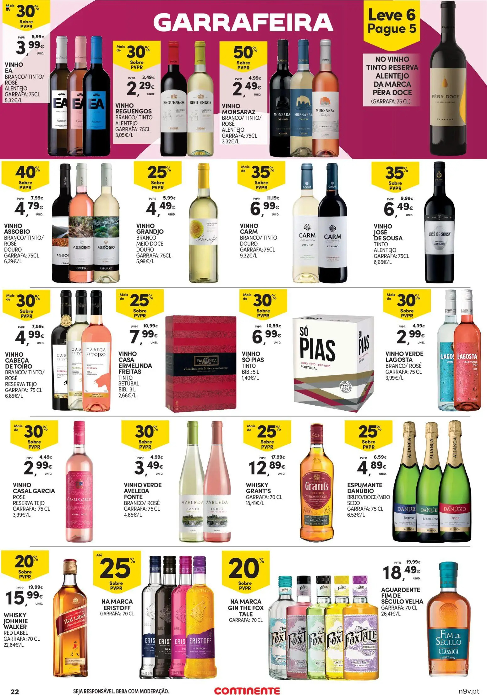Continente Açores │ válido de 25/06/2026 | Página: 22 | Produtos: Whisky, Pera doce vinho, Vinho, Vinho tinto