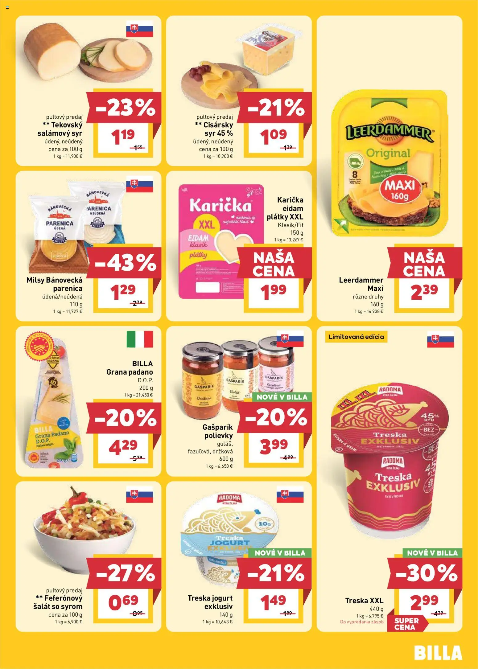 Nové Billa akcie – leták je platný od 27.05.2026 | Strana: 9 | Produkty: Syr, Jogurt, Eidam, Treska