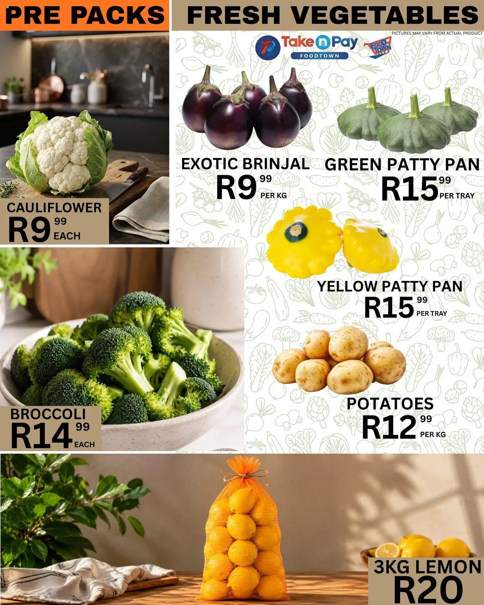 New Take n Pay catalogue – valid from 28/06/2026 | Page: 3 | Products: Cauliflower, Tray, Potatoes, Lemon
