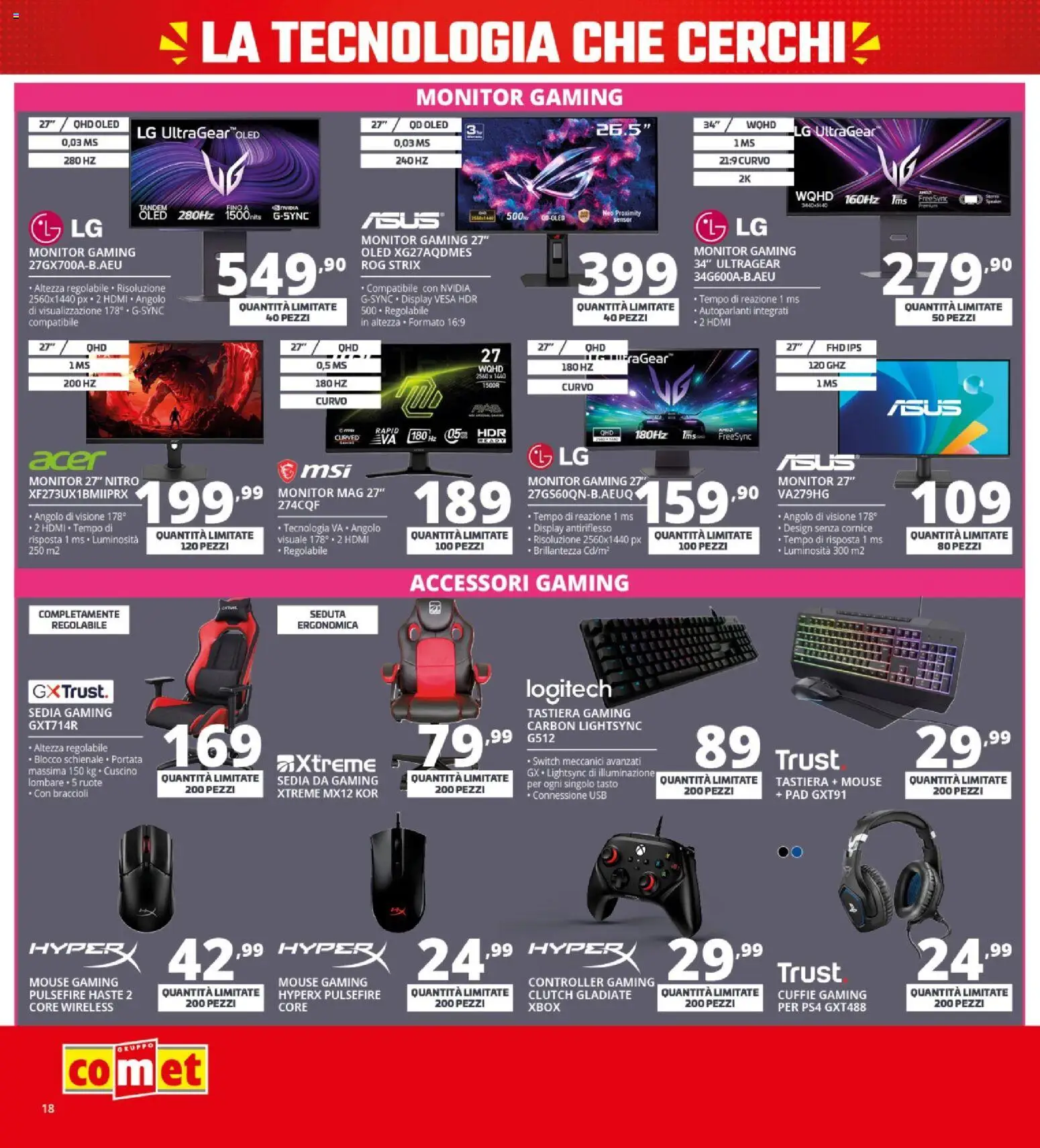 Volantino Comet del 24/09/2026 | Pagina: 18 | Prodotti: Mouse, Tastiera, USB, Cuscino