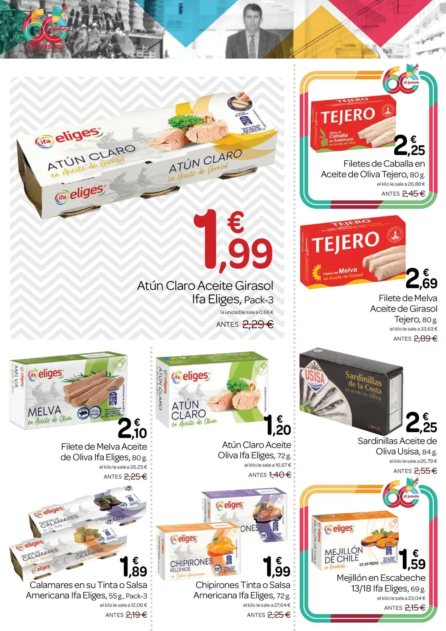 Supermercados El Jamón folleto │ válido desde el 23.04.2026 | Página: 16 | Productos: Sardinillas, Aceite, Aceite de oliva, Σταθμός εργασίας