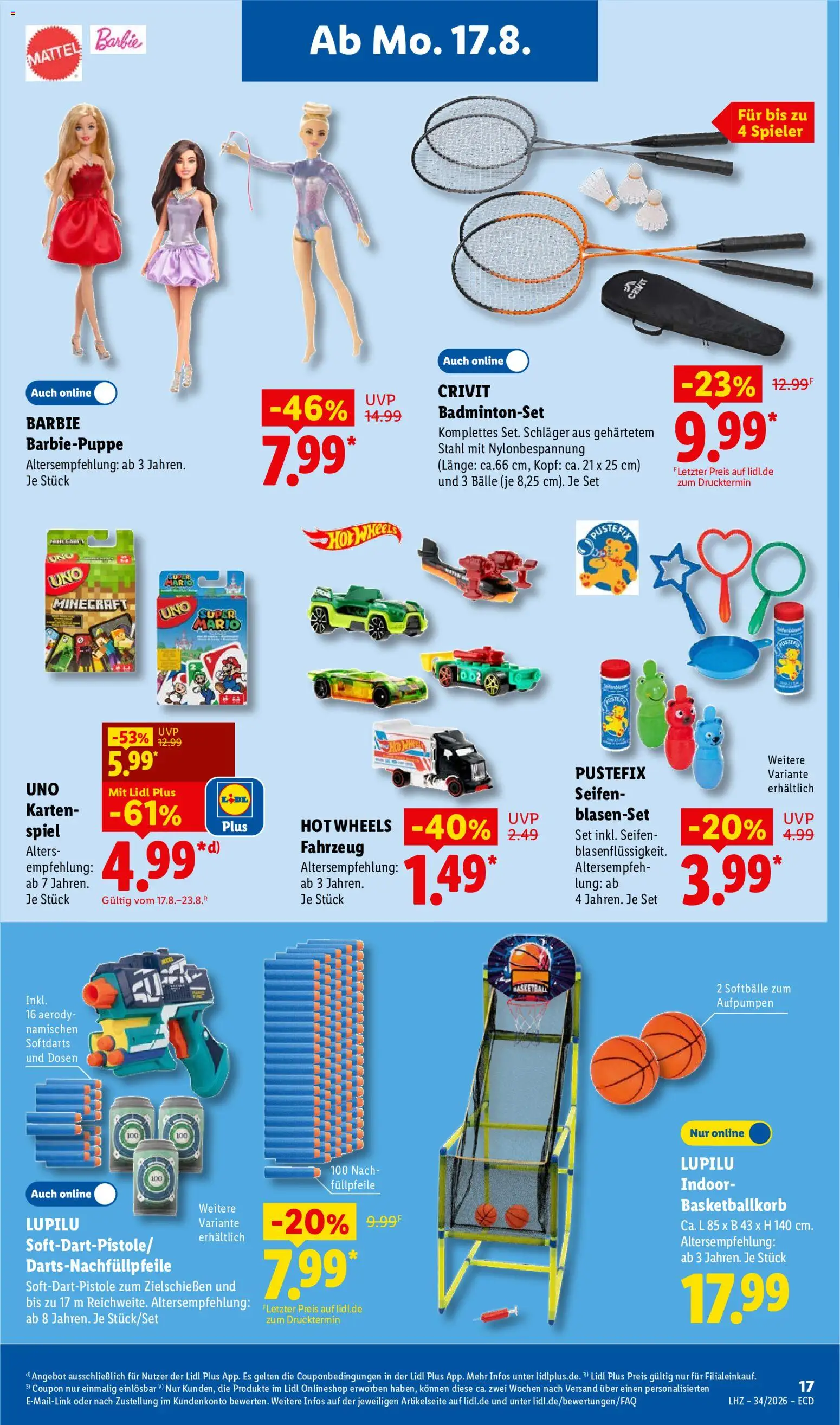 Lidl Prospekt – gültig ab 17.08.2026 | Seite: 35 | Produkte: Spiel, Badmintonset, Basketball