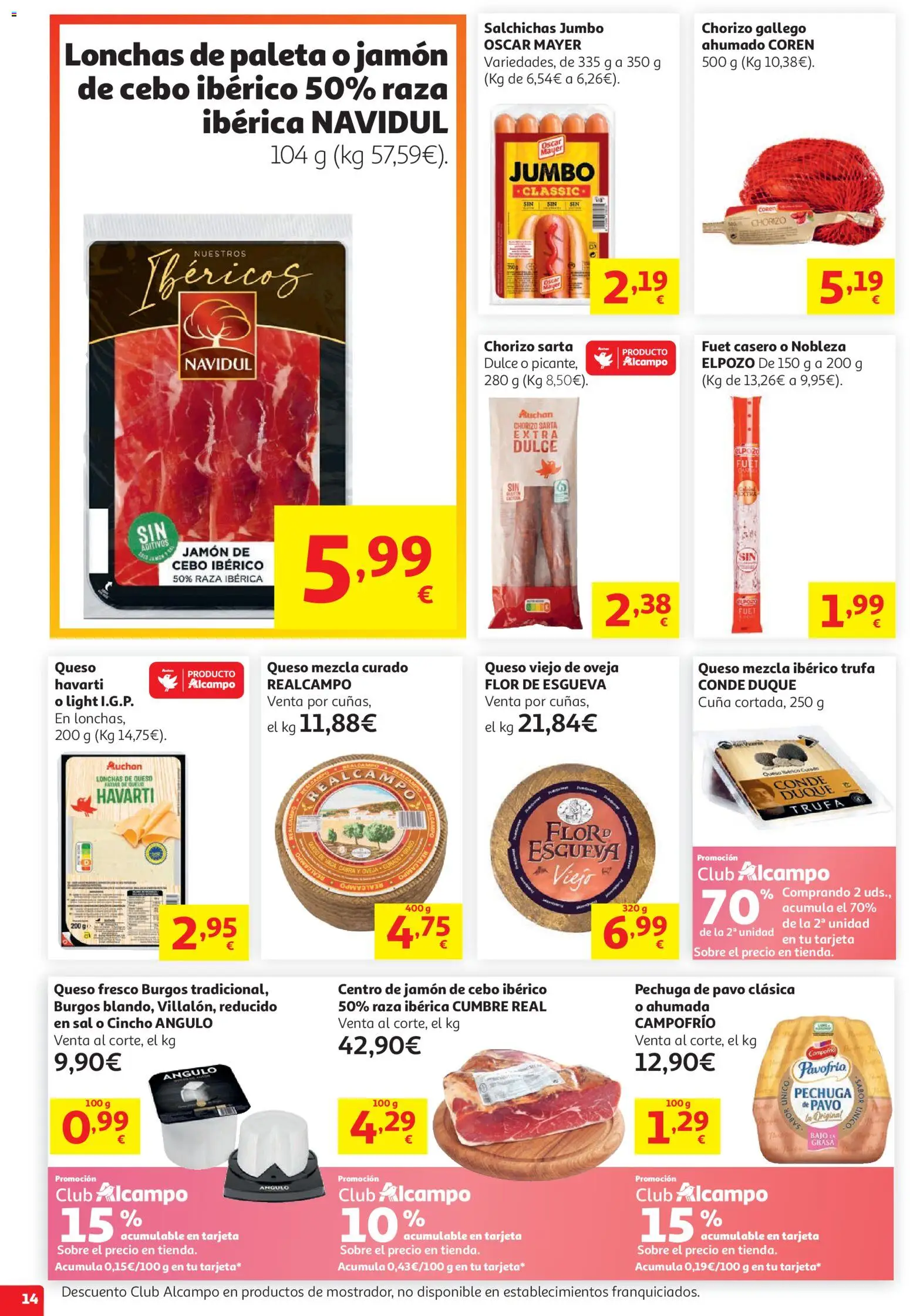 Alcampo HG Cat │ válido desde el 19.05.2026 | Página: 14 | Productos: Queso, Jamón, Queso fresco, Cuna