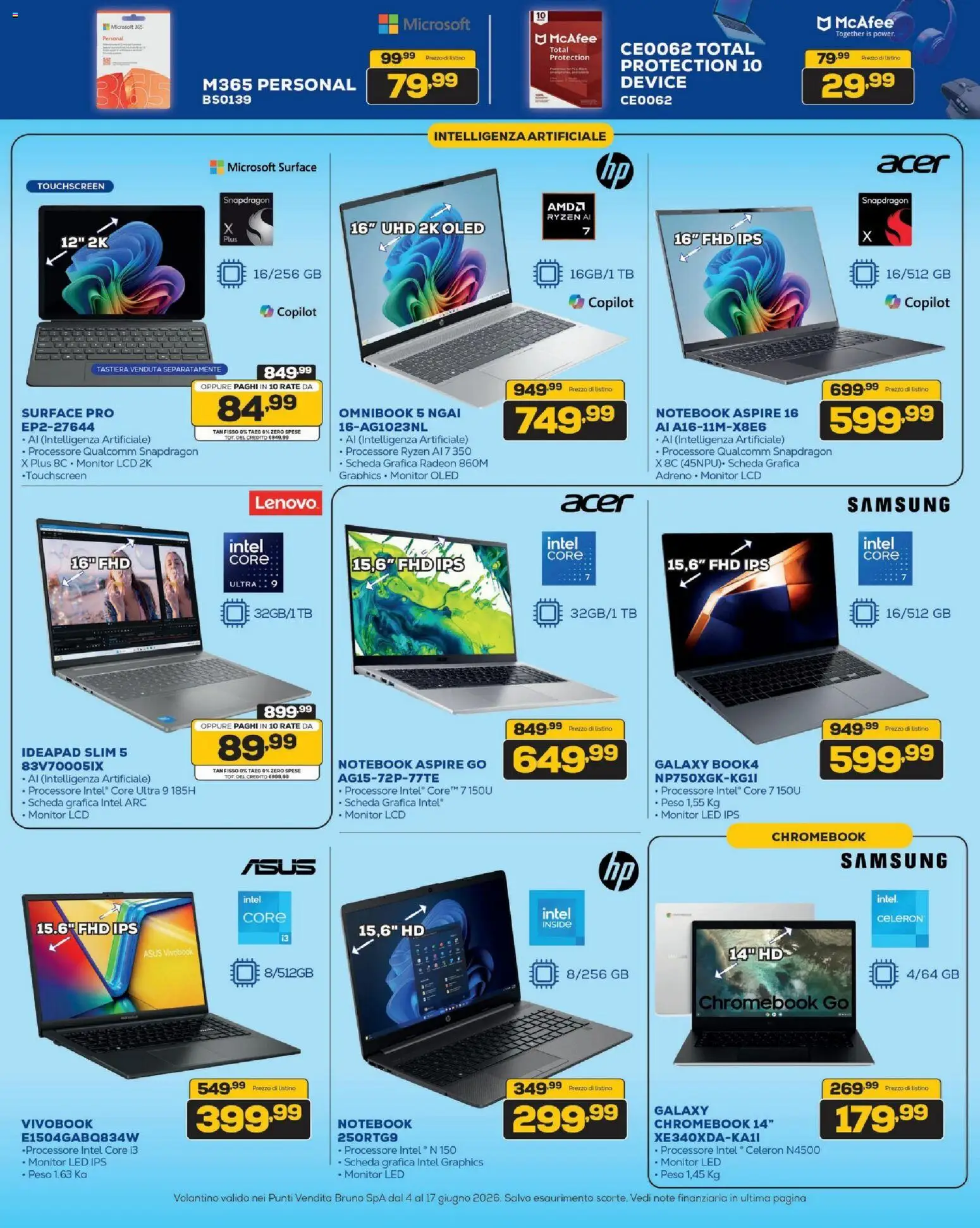Volantino BRUNO del 04.06.2026 | Pagina: 18 | Prodotti: Monitor, Notebook, Tastiera, Samsung