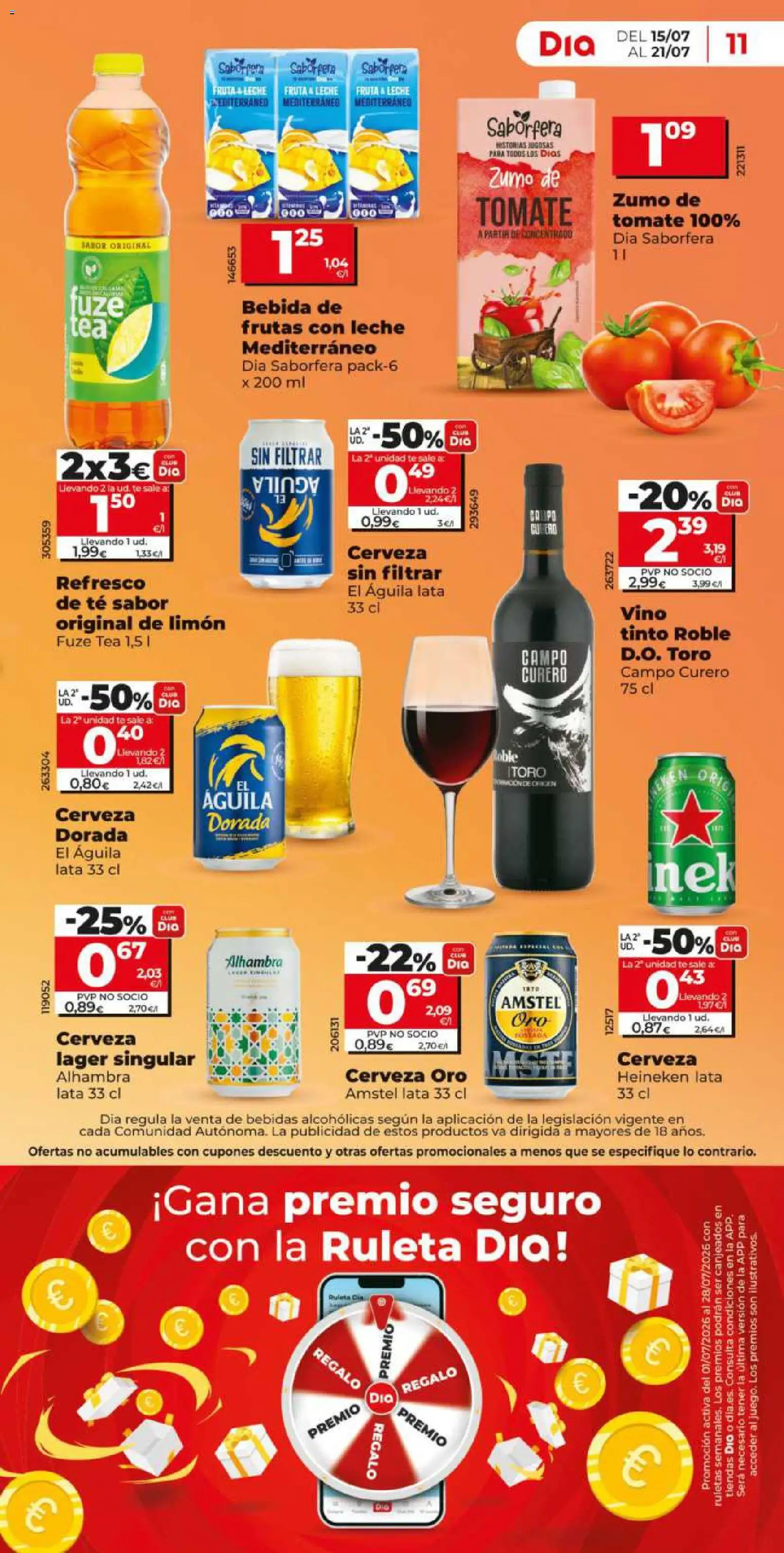 Dia - folleto Market │ válido desde el 15/07/2026 | Página: 11 | Productos: Vino tinto, Tomate, Zumo, Heineken